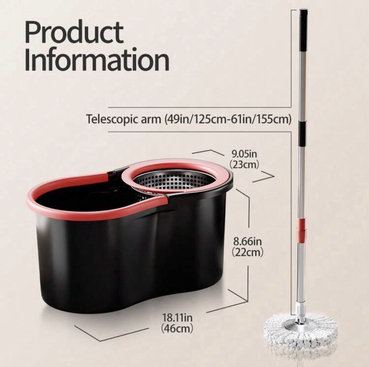 360° Spin Mop and Bucket Set with 3 Microfiber Heads Adjustable Handle Cleaning