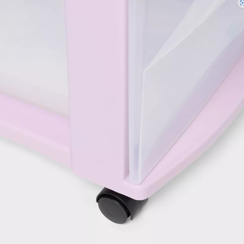 Rolling Plastic Drawer Tower with 3 Storage Bins for Home Organization