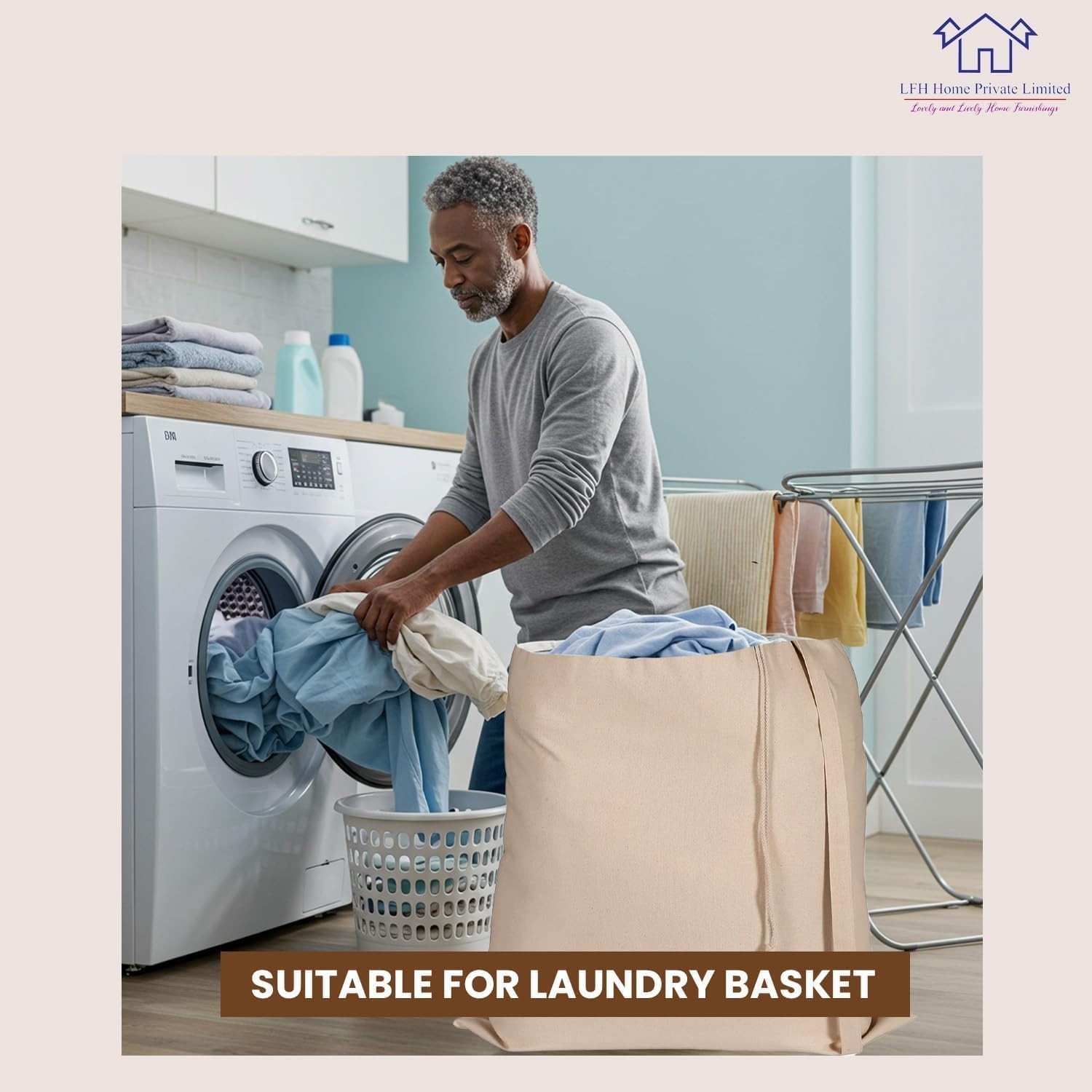 Large Cotton Laundry Bag with Drawstring – 28×36 (Pack of 4)