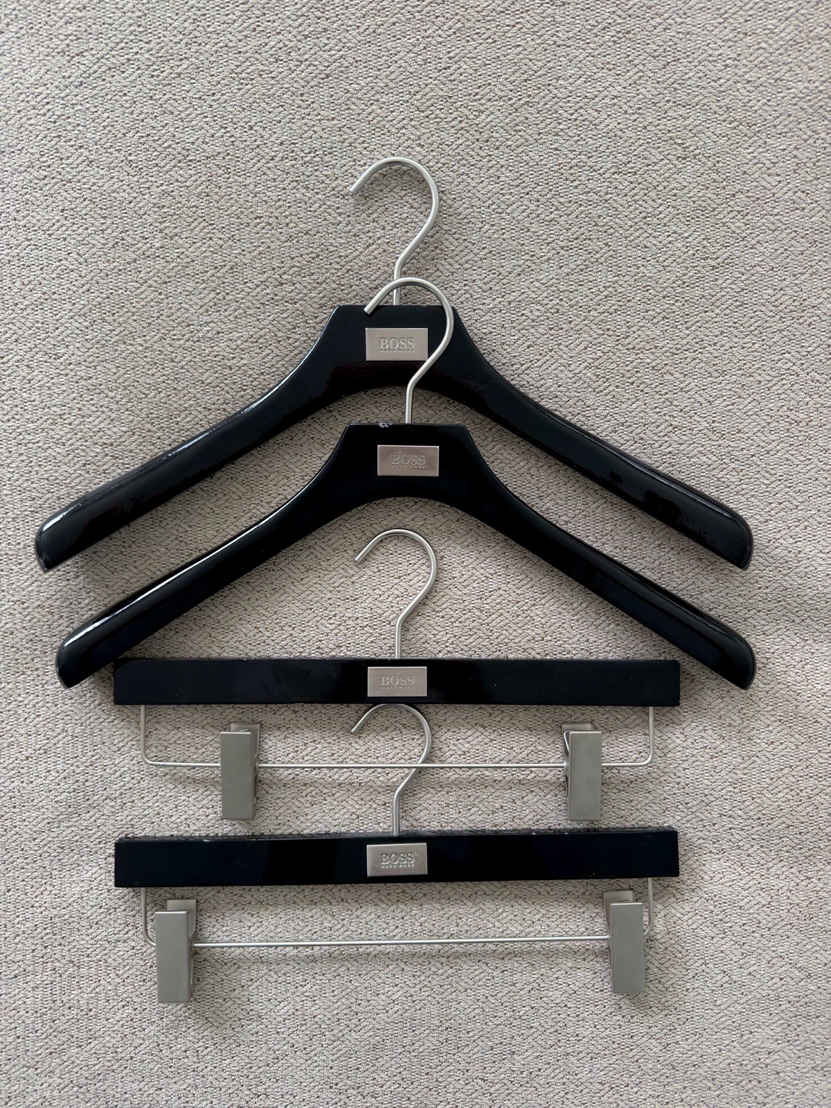 HUGO BOSS Logo Suit Jacket Shirt Pants Hangers 4 Pieces
