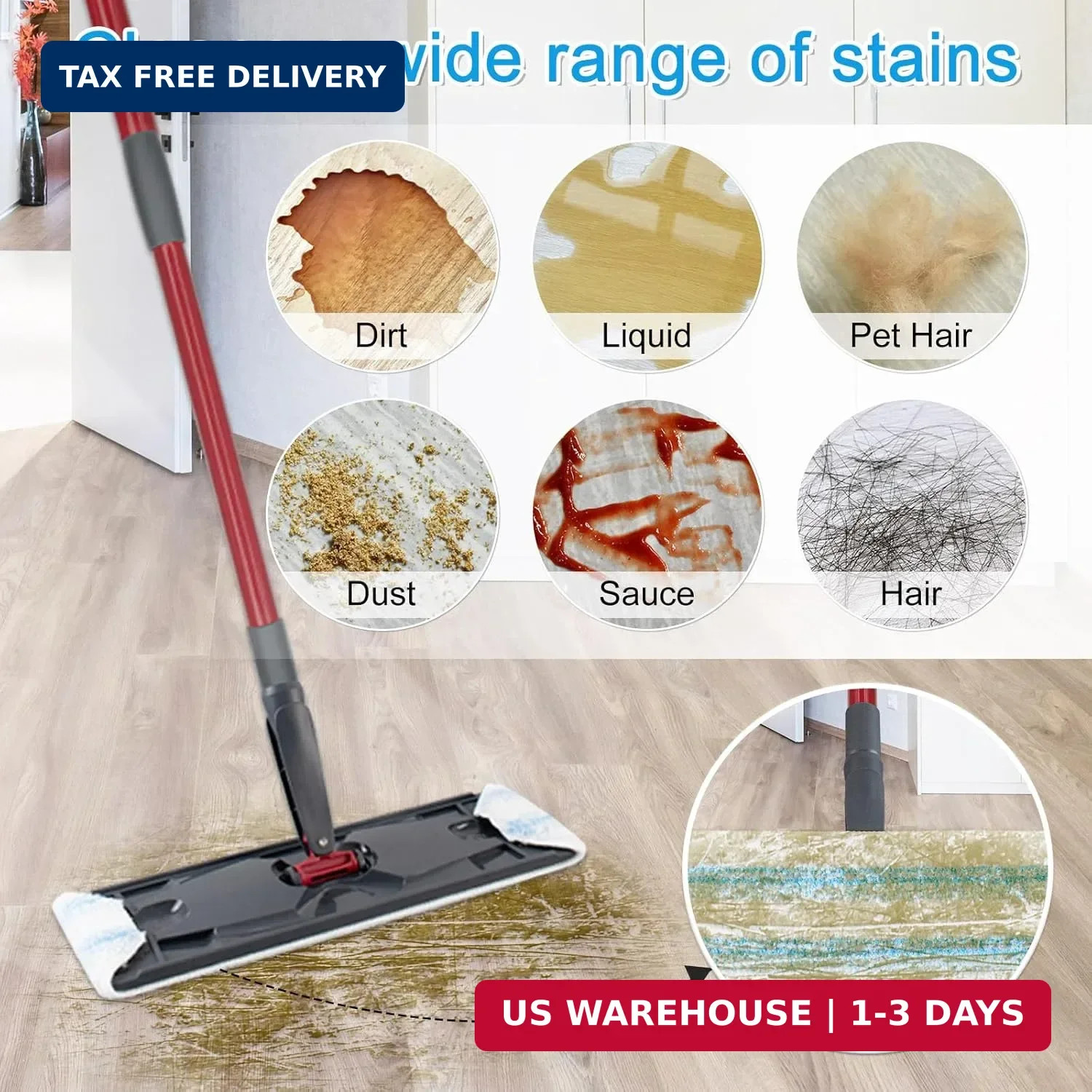 6 Pack Microfiber Replacement Mop Pads for O-Cedar H2prO Flat Mop System, Washab