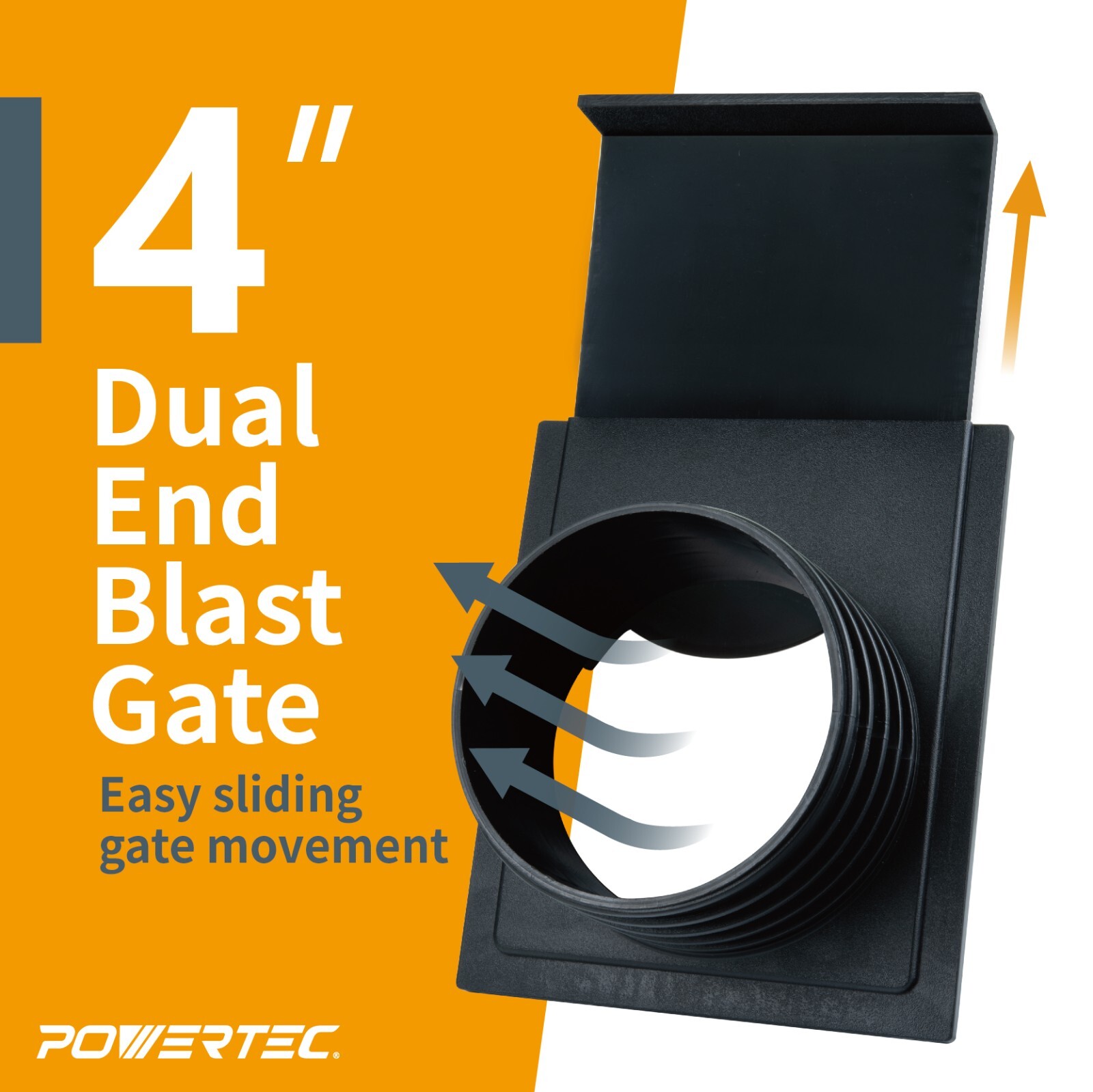 POWERTEC 4″ Dual End Blast Gate Dust Collection for Dust Hoses & Flanges (70287)