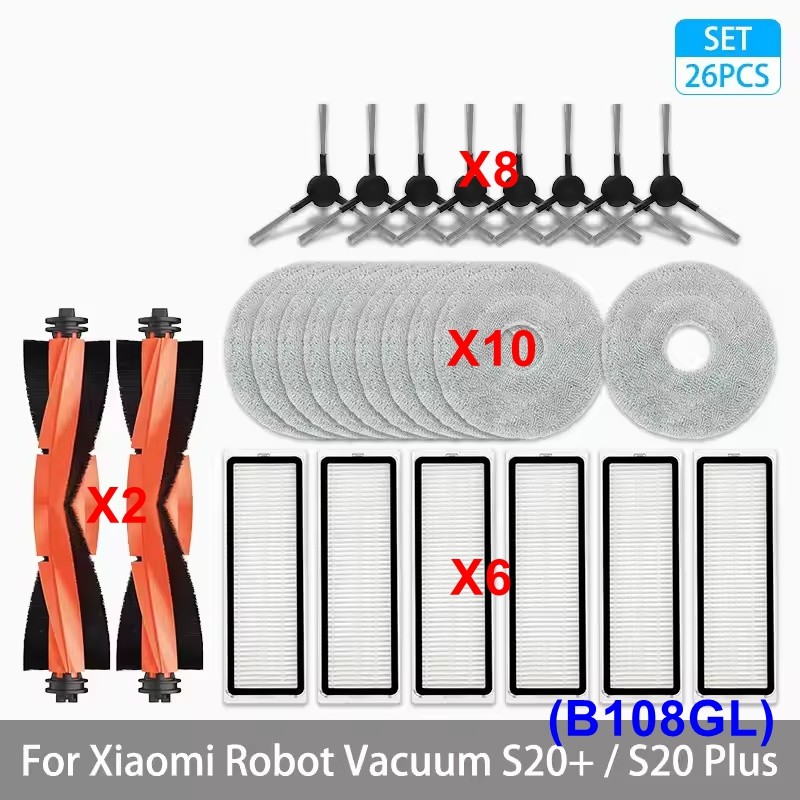 Replacement Kit Accessory For Xiaomi S20+/S20 Plus (B108GL) Robot Vacuum Cleaner