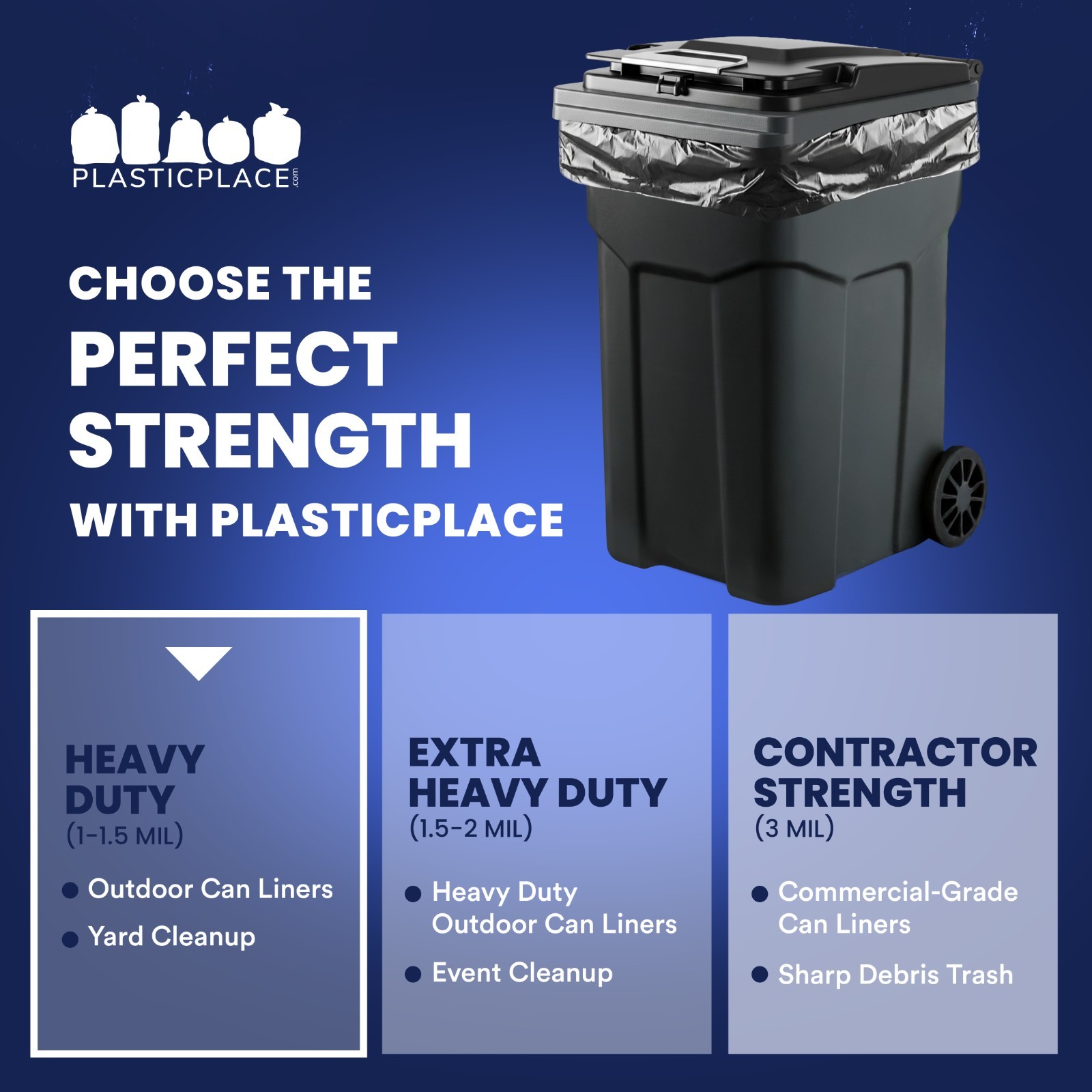 Plasticplace 64 Gallon ToterÂ® Compatible Trash Bags – 100 bags on rolls