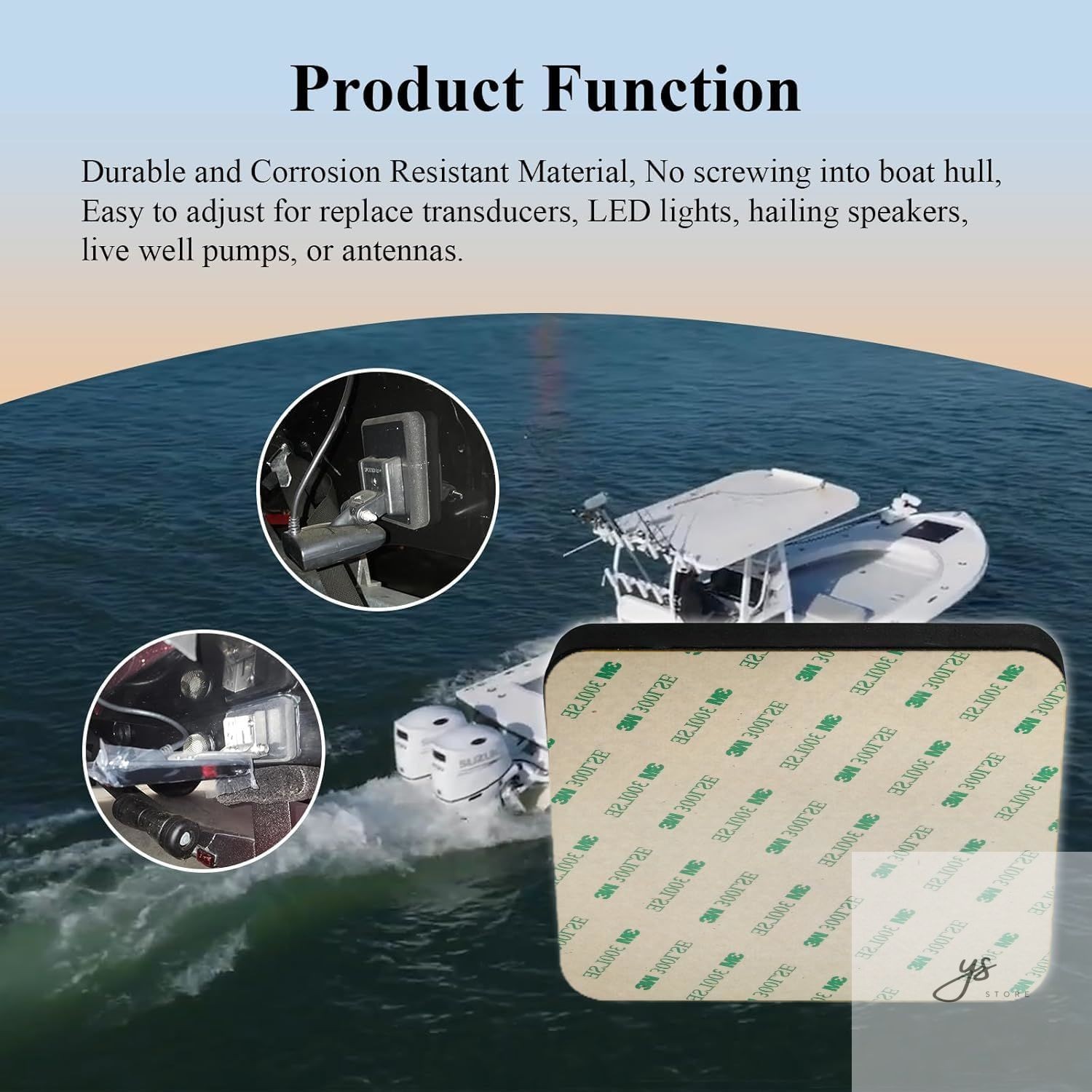 Transducer Mounting Plate, Marine-Grade Mounting Board (64.5″x3.5″x 0.75″)