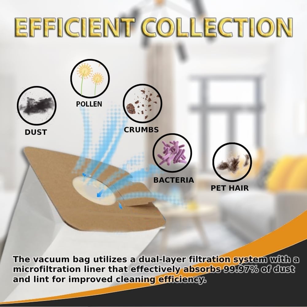 9 micro filtration Bags Fits For Eureka MM Mighty Mite 3670, 3680 Canister