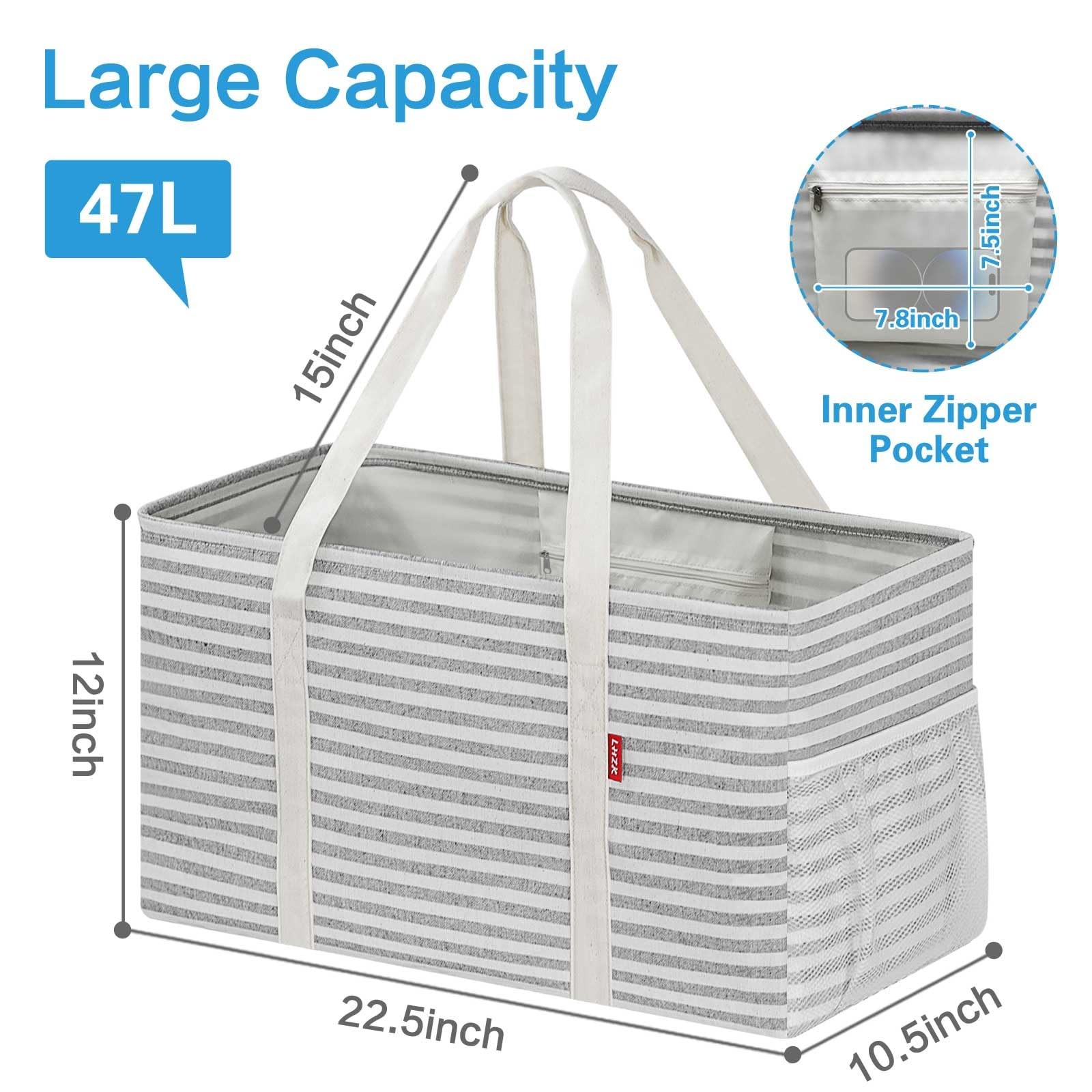 Standing Extra Large Utility Tote Bag 2 Pack, Reusable Grocery Bags with Meta…