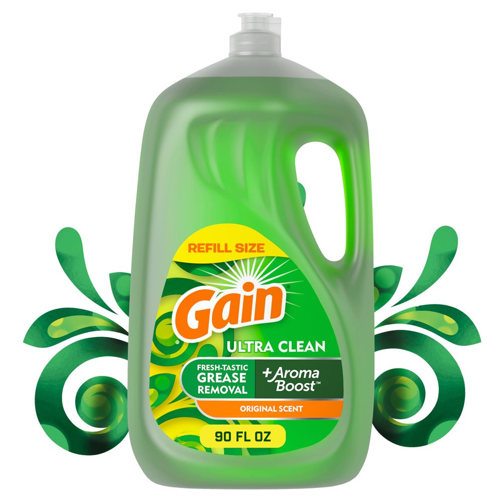 Gain Ultra Dishwashing Liquid Dish Soap, Original Scent, 90 Fl Oz