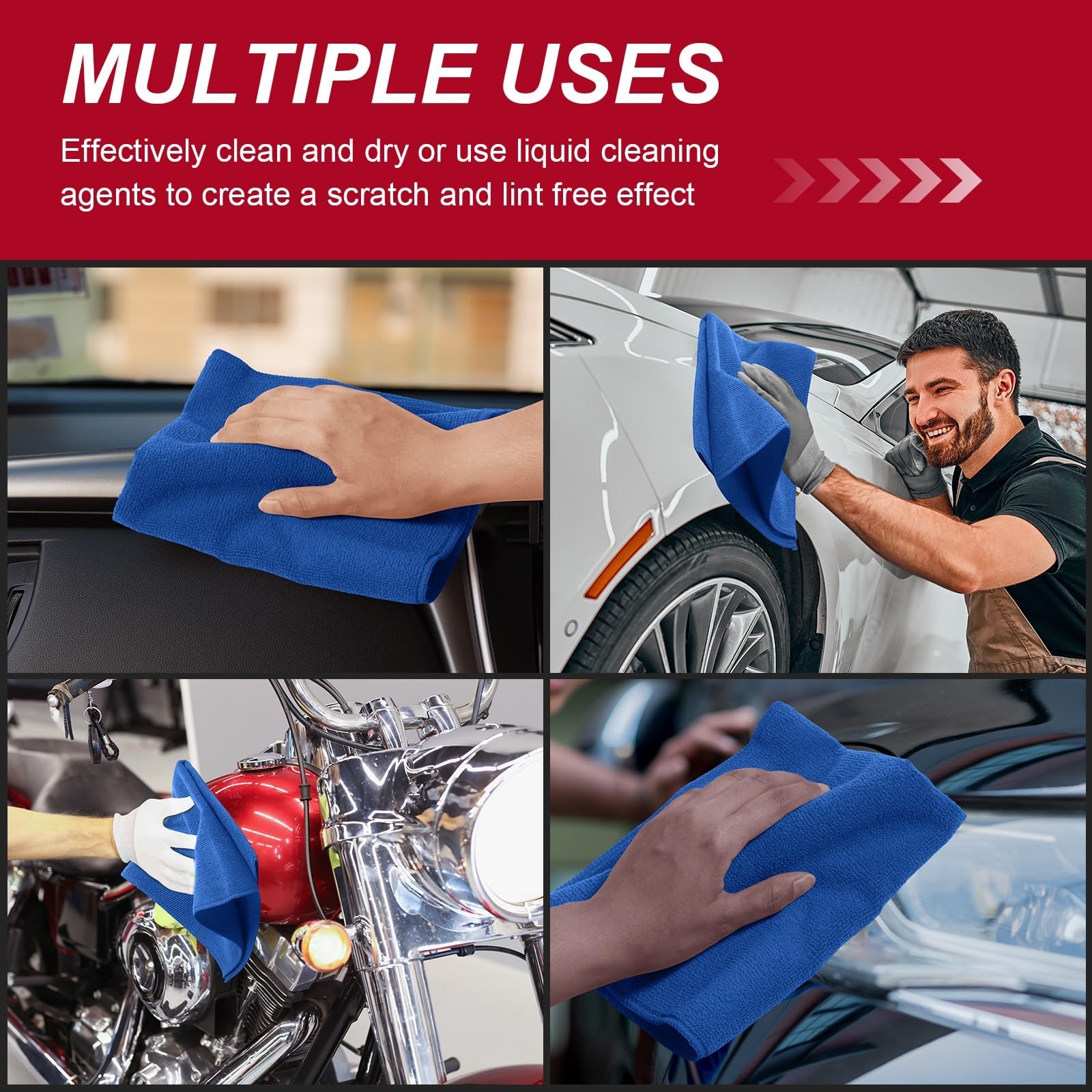 200 Pcs Microfiber Cleaning Cloths 16×16″ Ultra Absorbent Reusable Lint-Free Tow