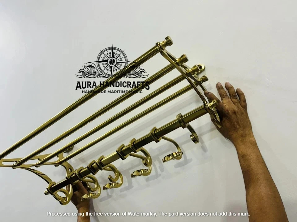 AURA Golden French rack Vintage Style Train Wall mounted Coat rack Halloween Gif