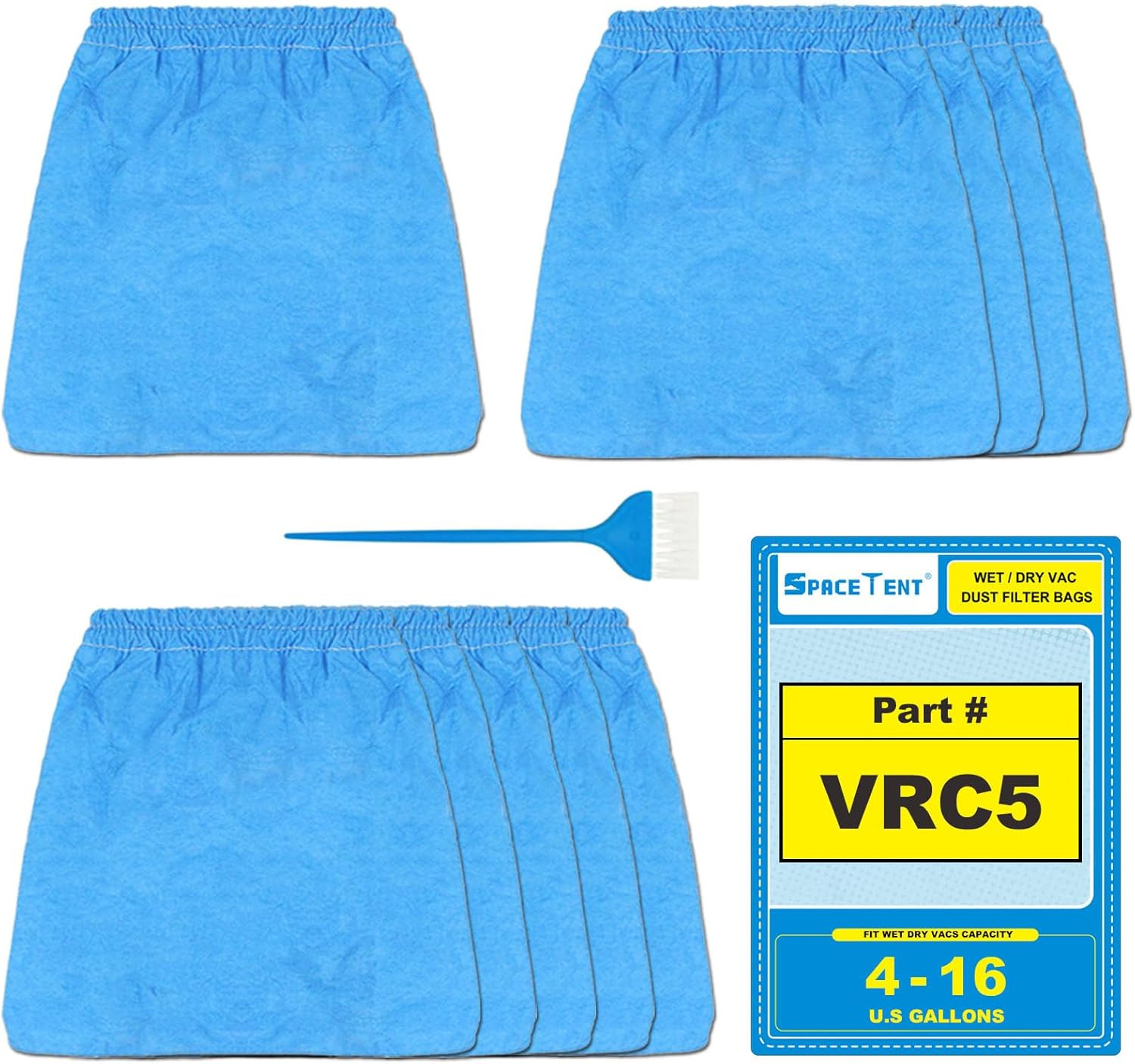 10 Pack VRC5 Cloth Filters for Most Vacmaster 4 to 16 Gallon Wet/Dry Vacuums.