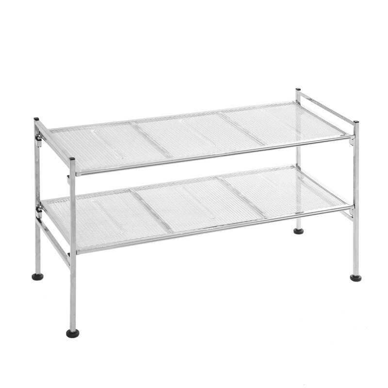 Seville Classics 2-Tier Metal Mesh Stackable Utility Shoe Rack