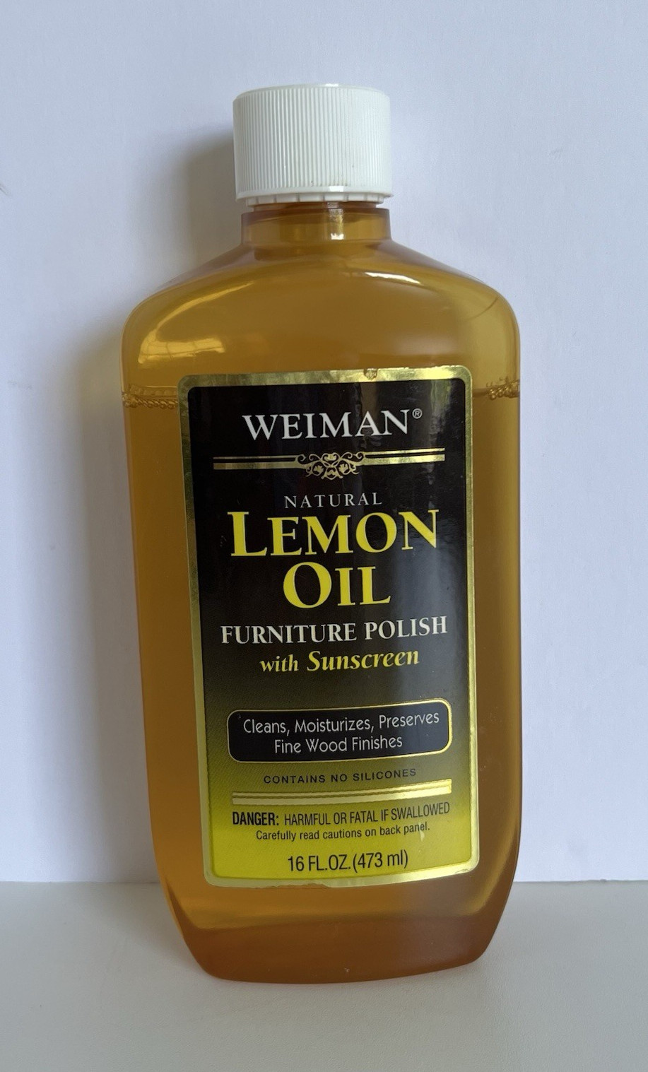 Original Weiman Natural Lemon Oil Furniture Polish Sunscreen 16 oz 7/8 Full
