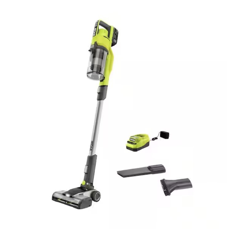 RYOBI PCL720K ONE+ 18V Stick Vacuum Cleaner Kit with 4.0 Ah Battery and Charger