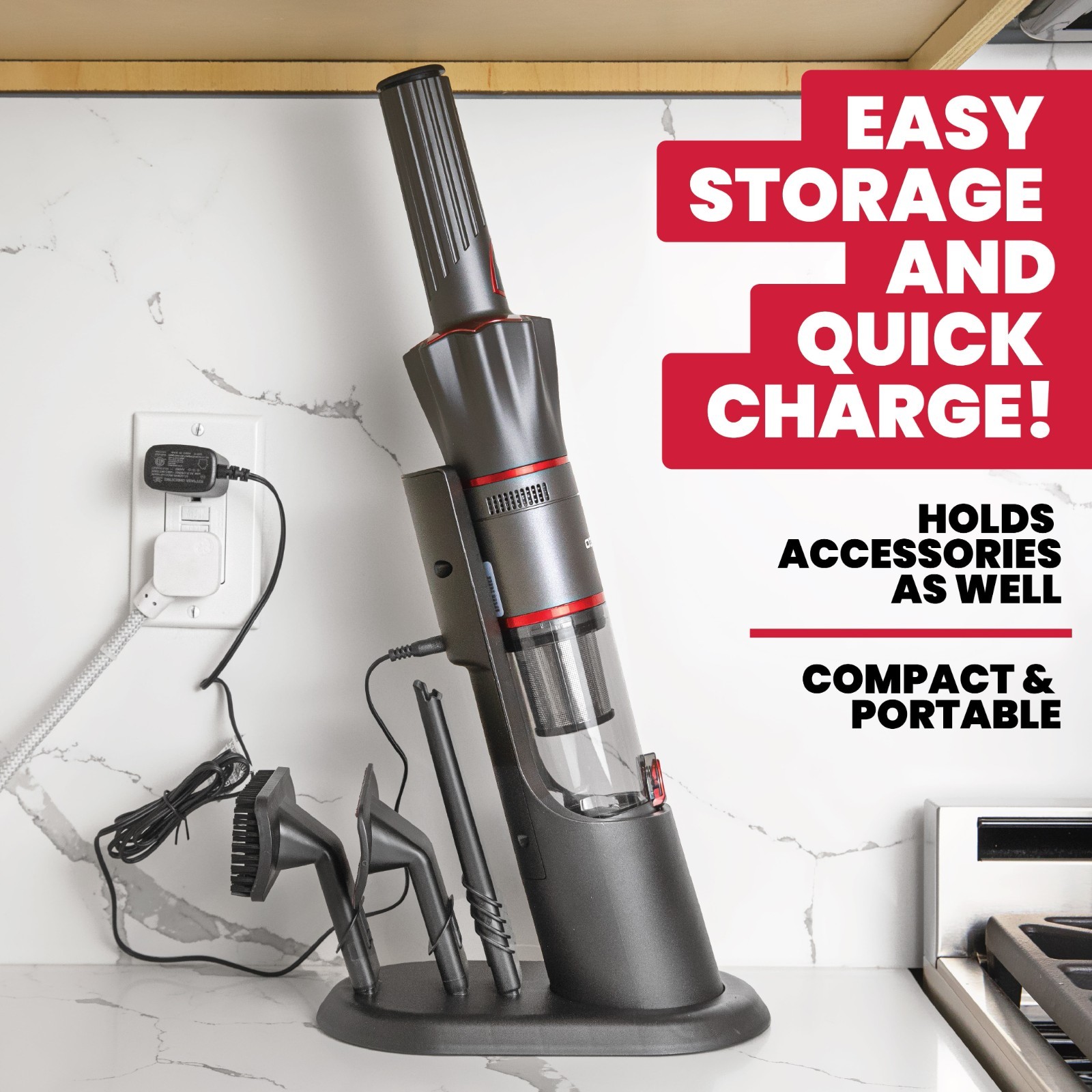 Ruvio Pro Cordless Vacuum Handheld Rechargeable Portable Cleaner Red – NEW BOX