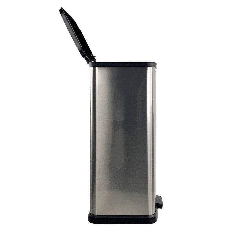 13 Gal Touchless Kitchen Trash Can Step Wastebasket Plastic W/ Lid Silver New