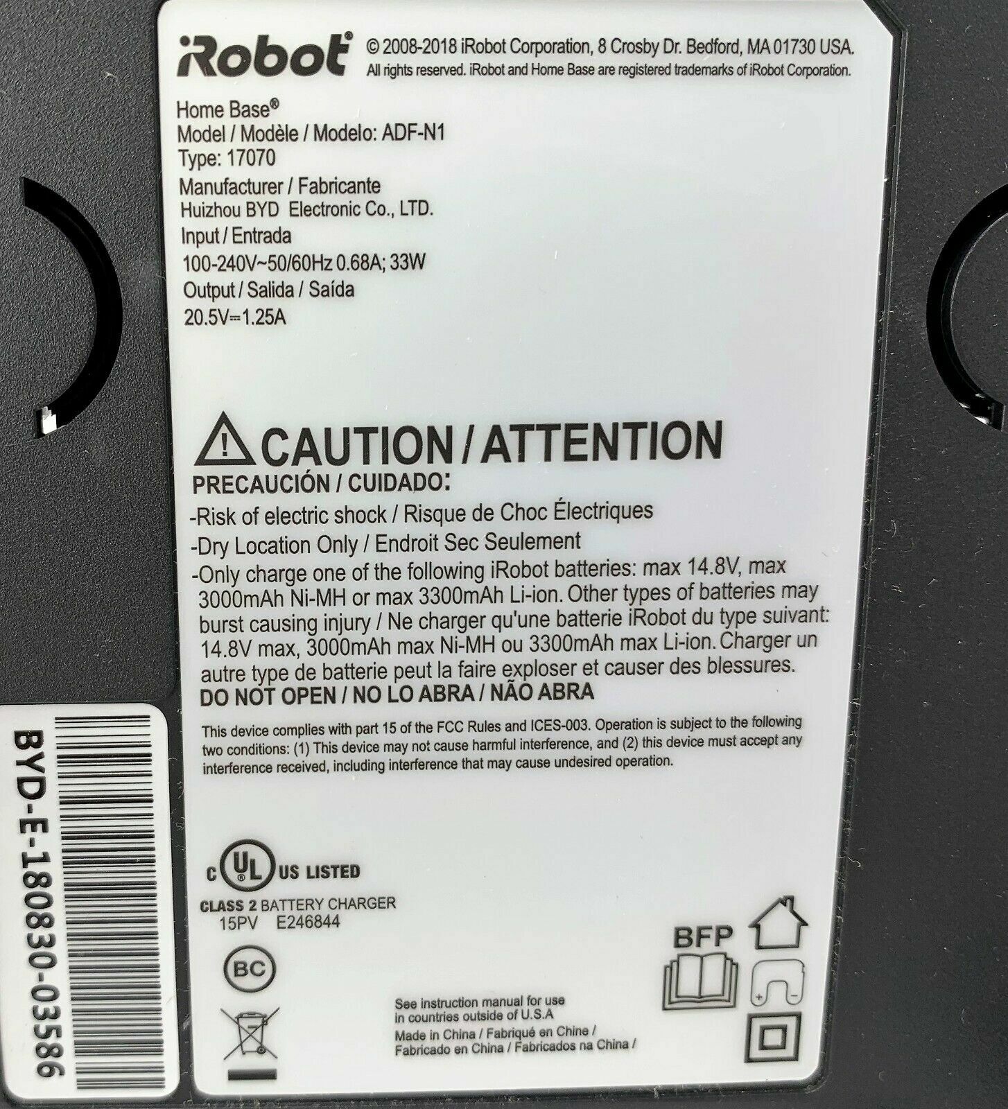 Roomba e5 e6 i3 i4 i5 i6 i7 i8 Integrated Home Base Charging Dock Charger 220v