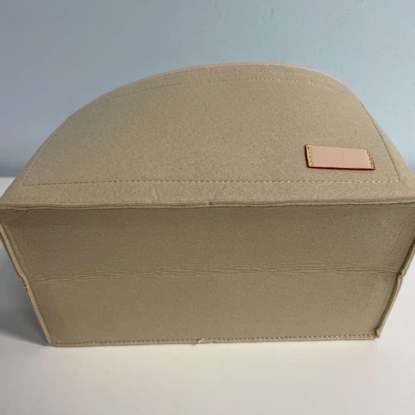 Collapsible Felt Organizing Basket with Zipper pocket 12Lx8.5 Wx5.5 H Tan/Pink/G