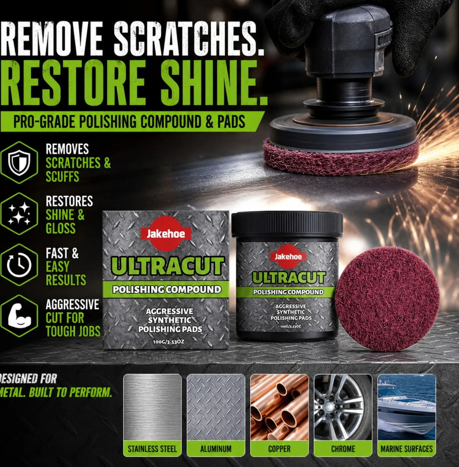 Ultracut Polishing Compound,Surface Restoration Polish With Pad 100G~20%OFF