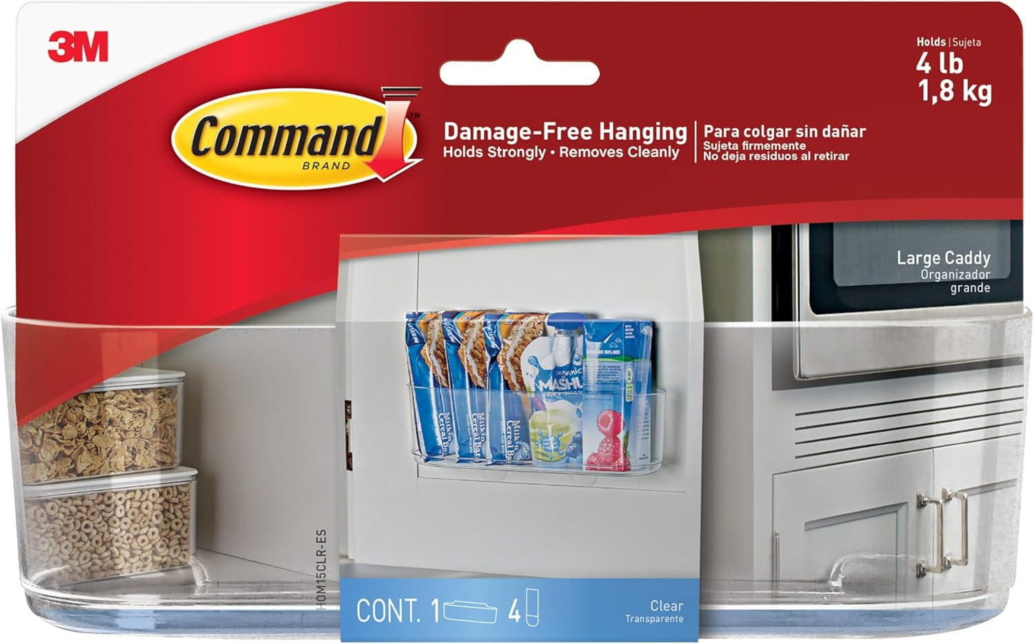 Large Wall Mount Caddy Organizer Clear Adhesive Storage Basket 4 lb Hold
