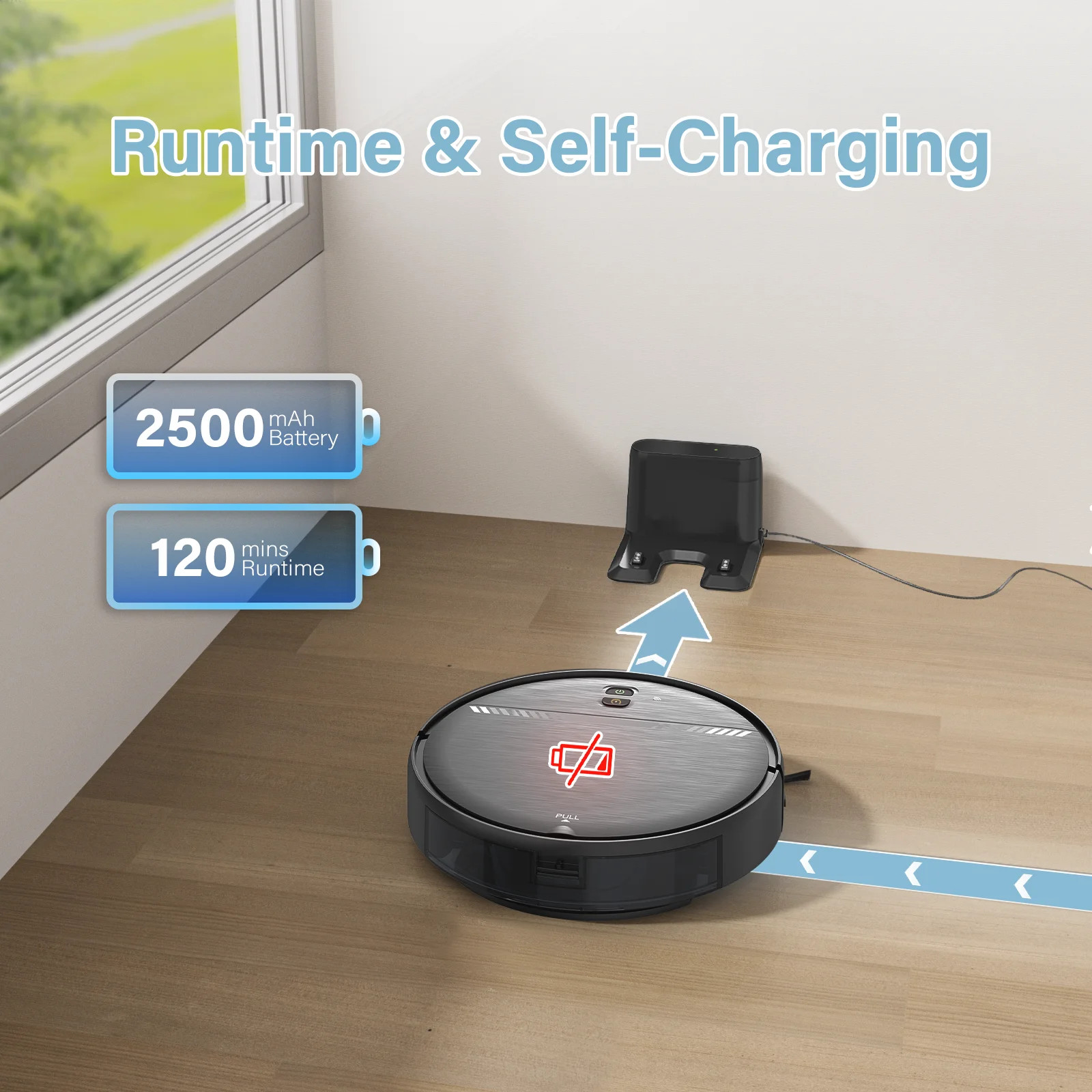 GOOVI Robot Vacuum Mop Combo Cleaner With Alexa/WiFi/App Connection (Black)