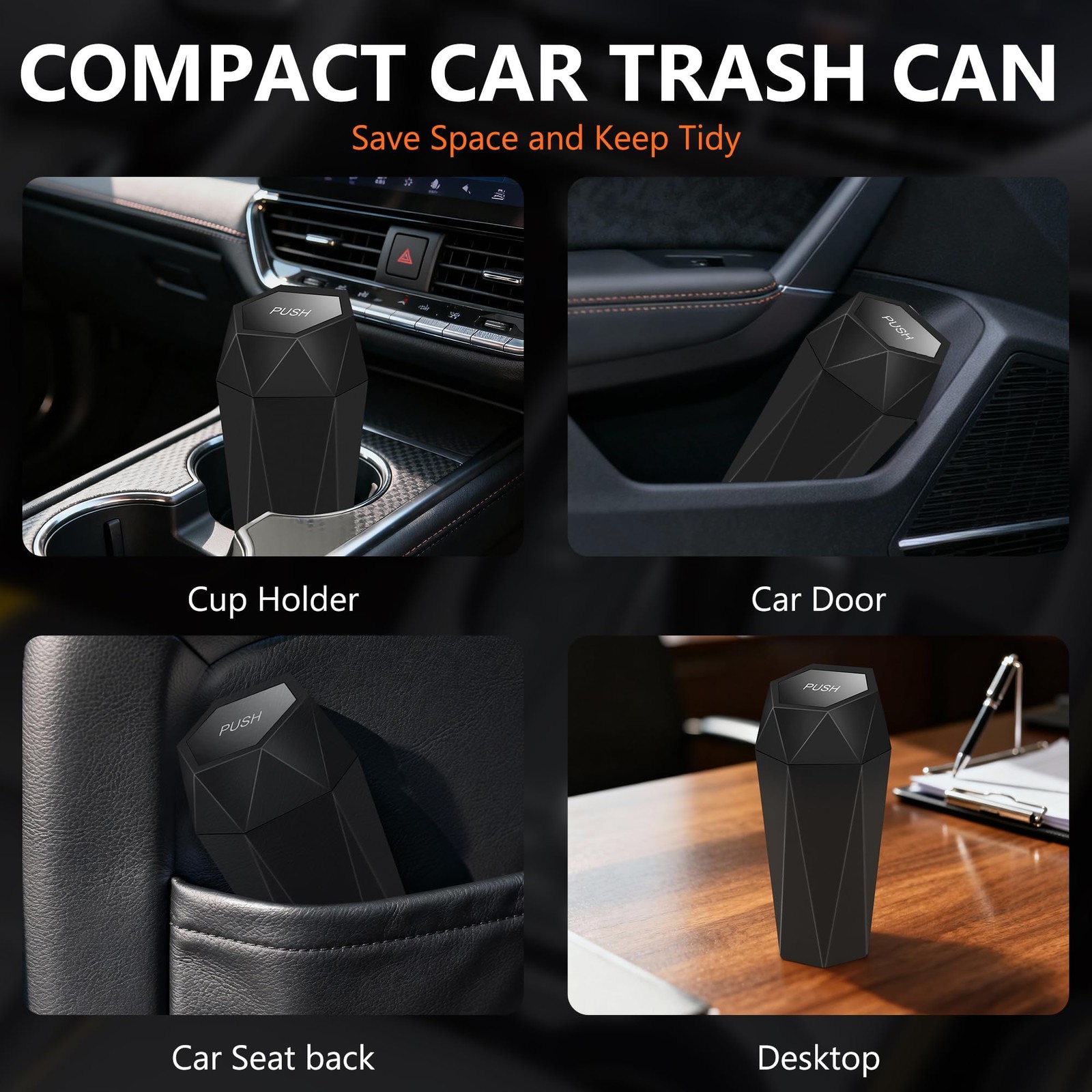 Car Trash Can with Lid – 2-Pack, Interior Accessories for Vehicles, Leakproof…