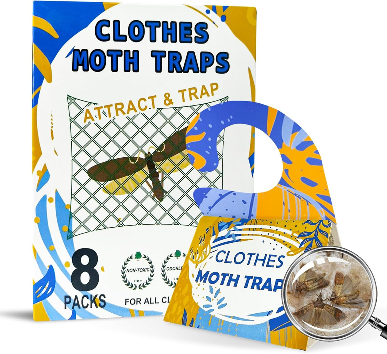 Cloth Moth Trap Pheromone Attractant Odorless Non-Toxic Sticky Strips for Closet