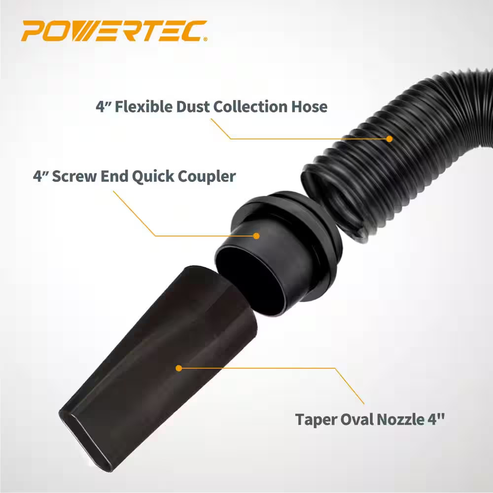 POWERTEC 4 Inch Flexible Dust Collection Hose and Fittings Kit (70207)