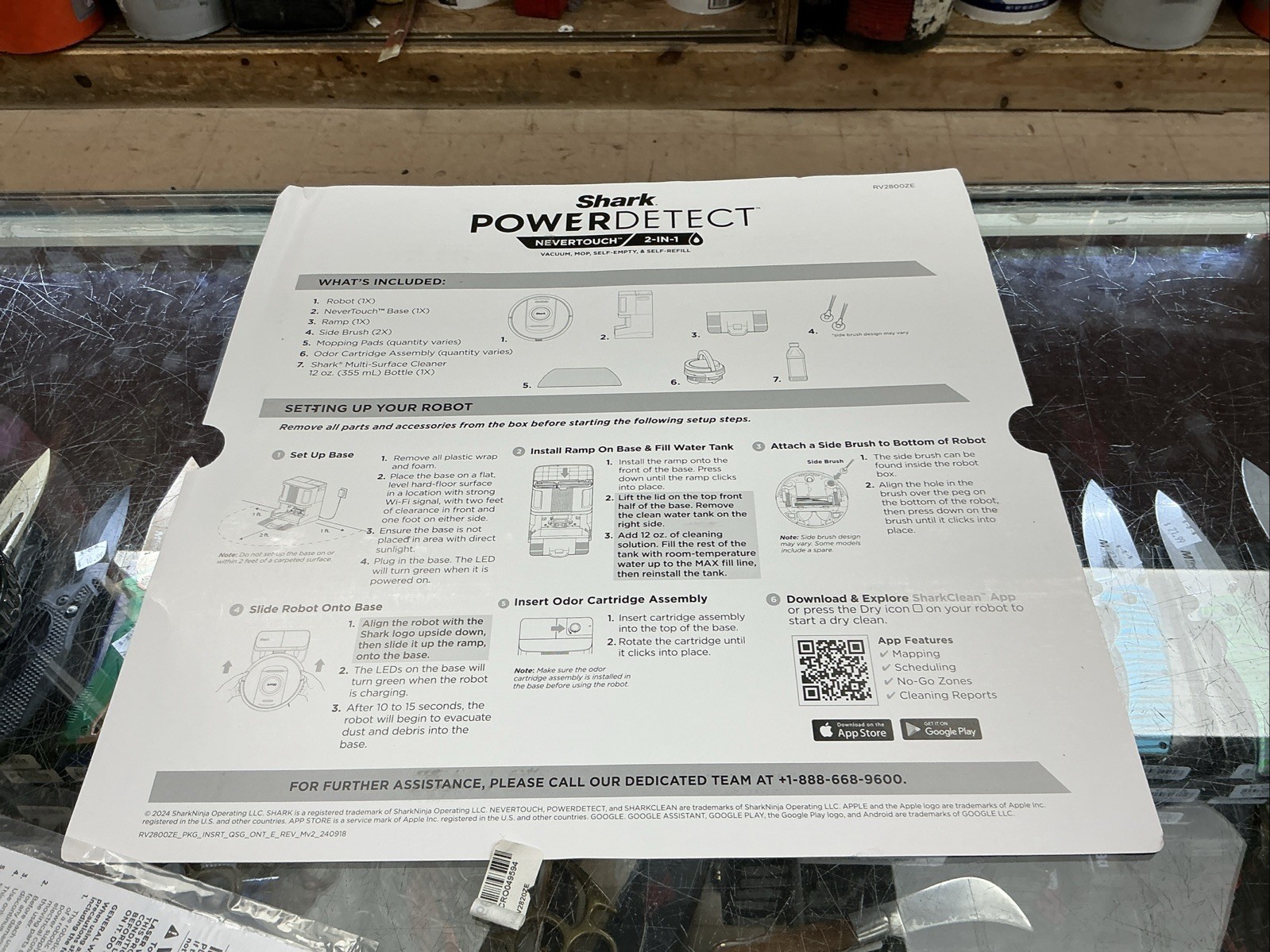 Shark Power Detect 2in1 Robot Vacuum & Mop w/ NeverTouch Pro Base *Open Box-Read