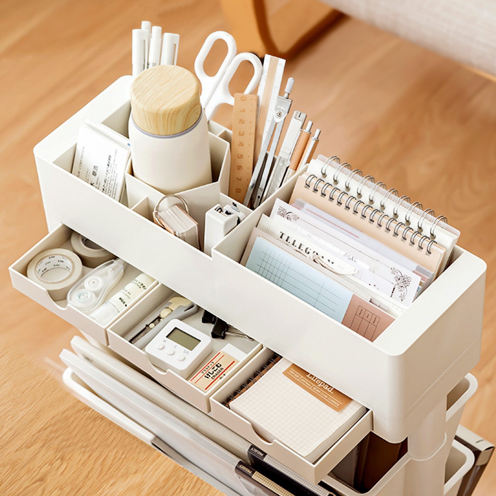 6-Tier Rolling Book Cart Mobile Storage Organizer with Wheels for Office Home