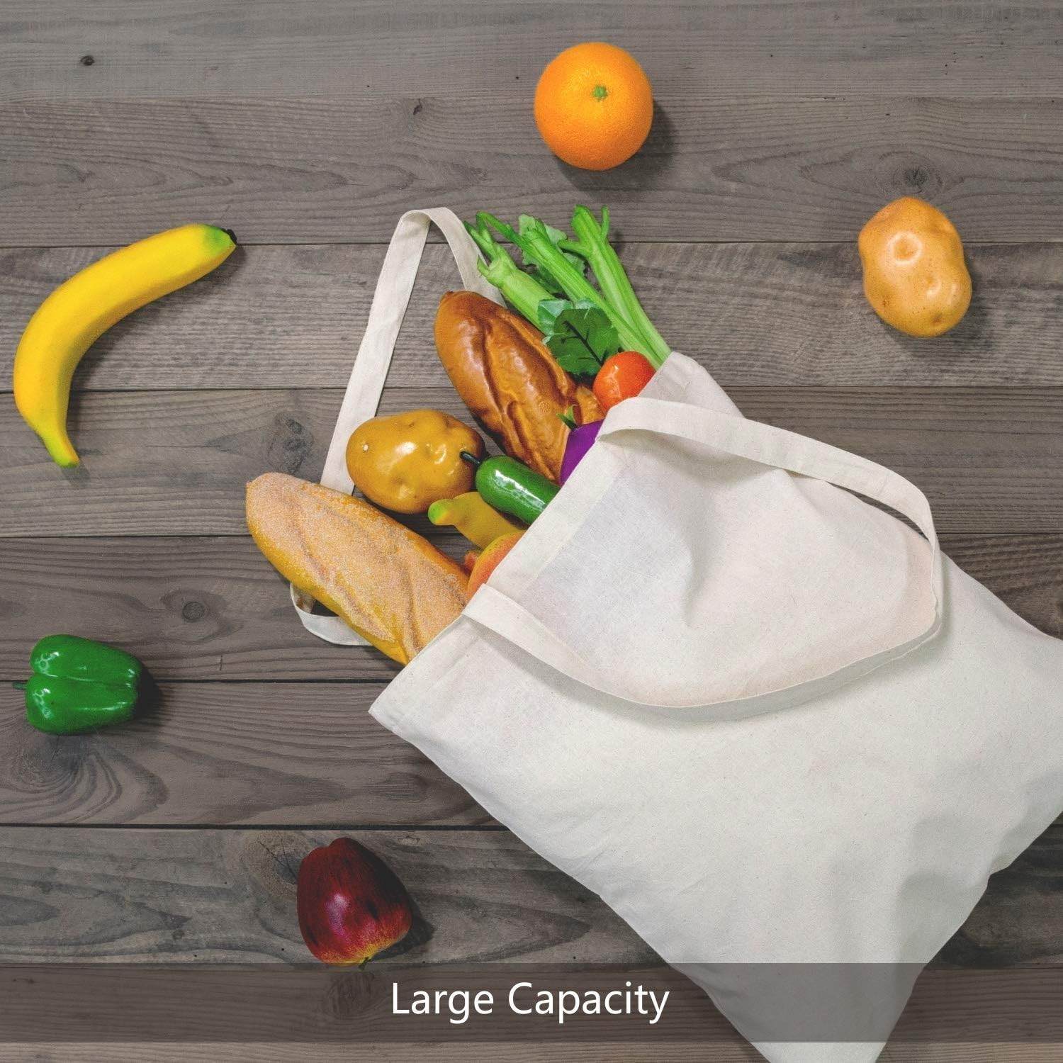 Reinforced Handle Cotton Tote Bags for Grocery, Gifts, and Promotions – 3-Pack