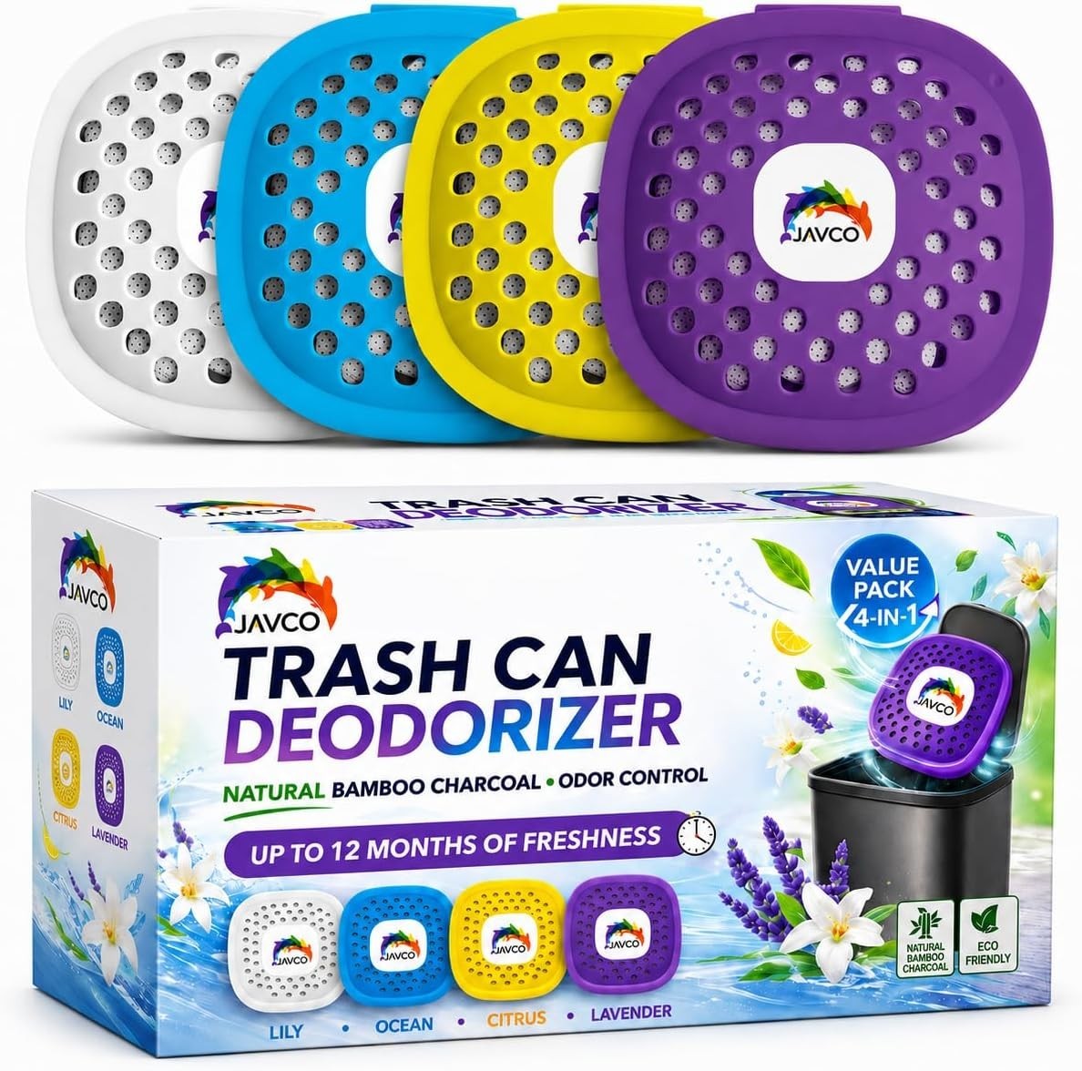 Trash Can Deodorizer & Odor Eliminator 4 in 1 – Garbage Can Deodorizer, Activ…