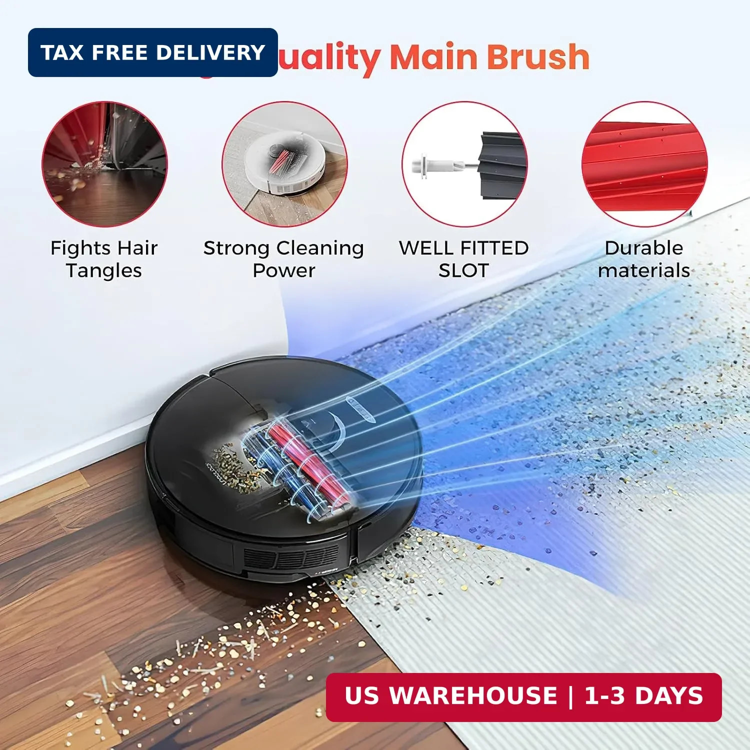 1 Set Main Brush Replacement for Roborock S8/ S8+/ S8 Pro Ultra/ S8 MaxV Ultra/