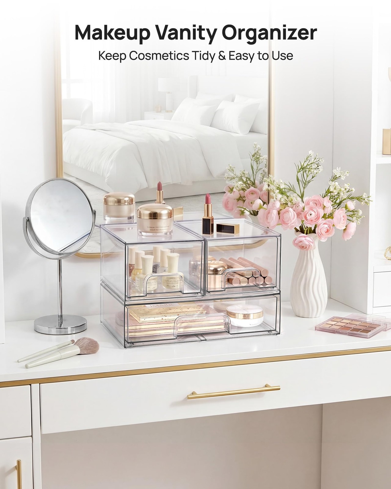 Vtopmart Clear Stackable Storage Drawers 12.1 inches x 7.8 inches, colorless