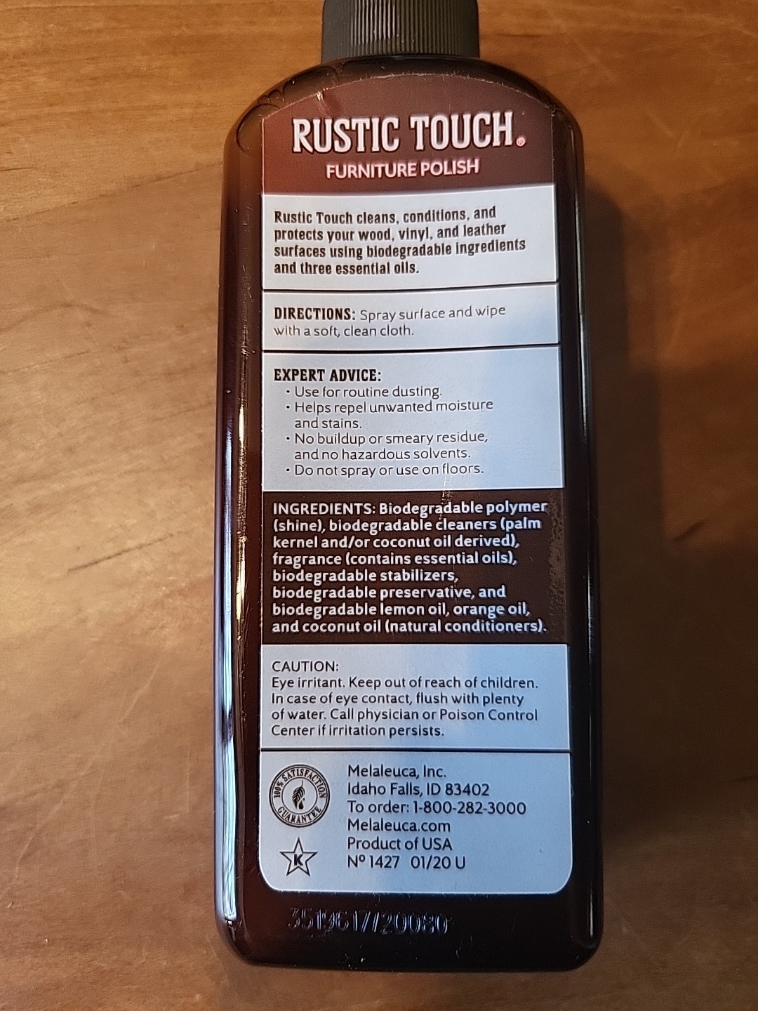 Melaleuca EcoSense Rustic Touch Furniture Polish 8oz Wood Leather Vinyl Cleaner
