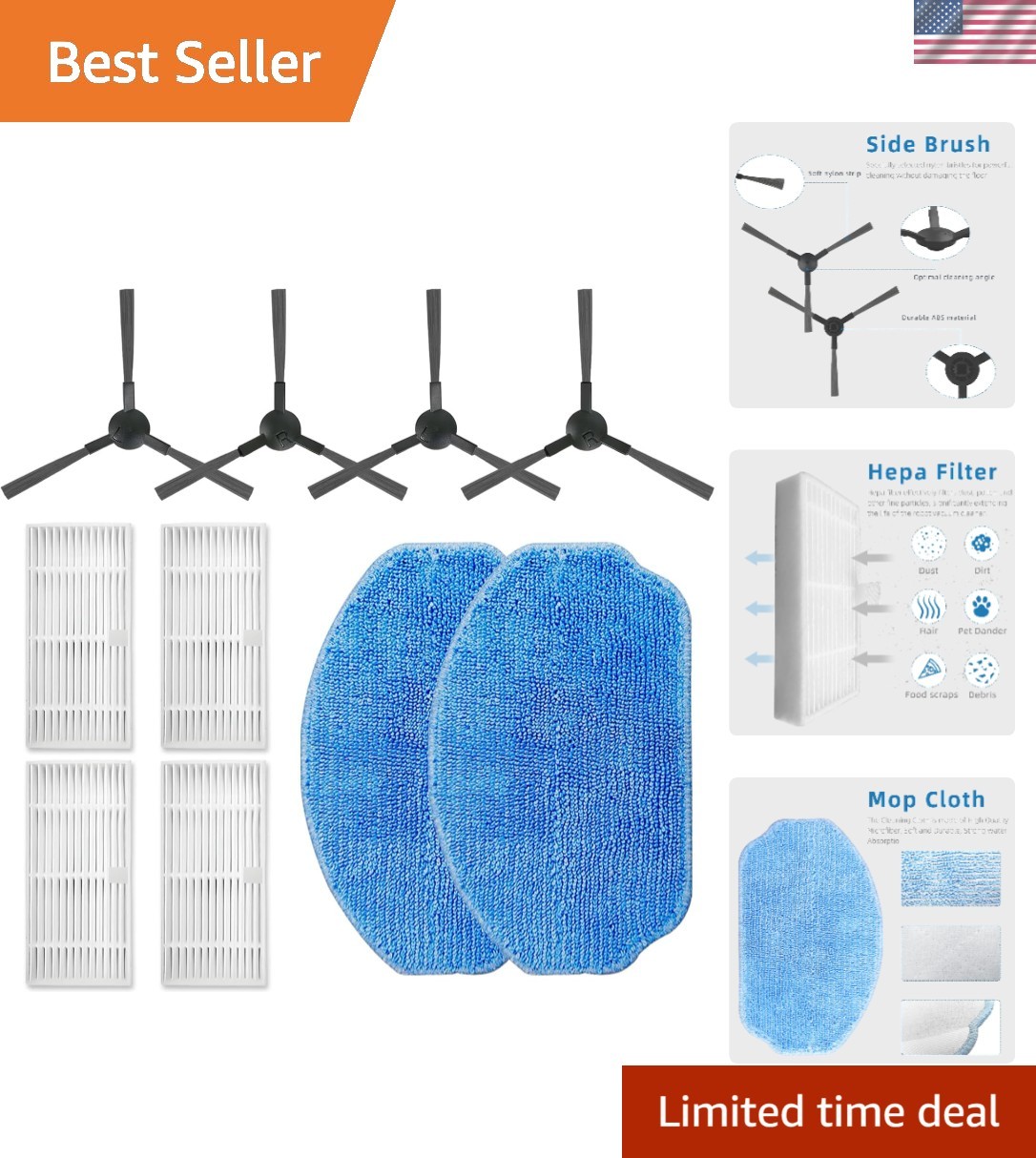 Complete Replacement Parts Kit for MAMNV & Compatible Robotic Cleaners – 10 P…