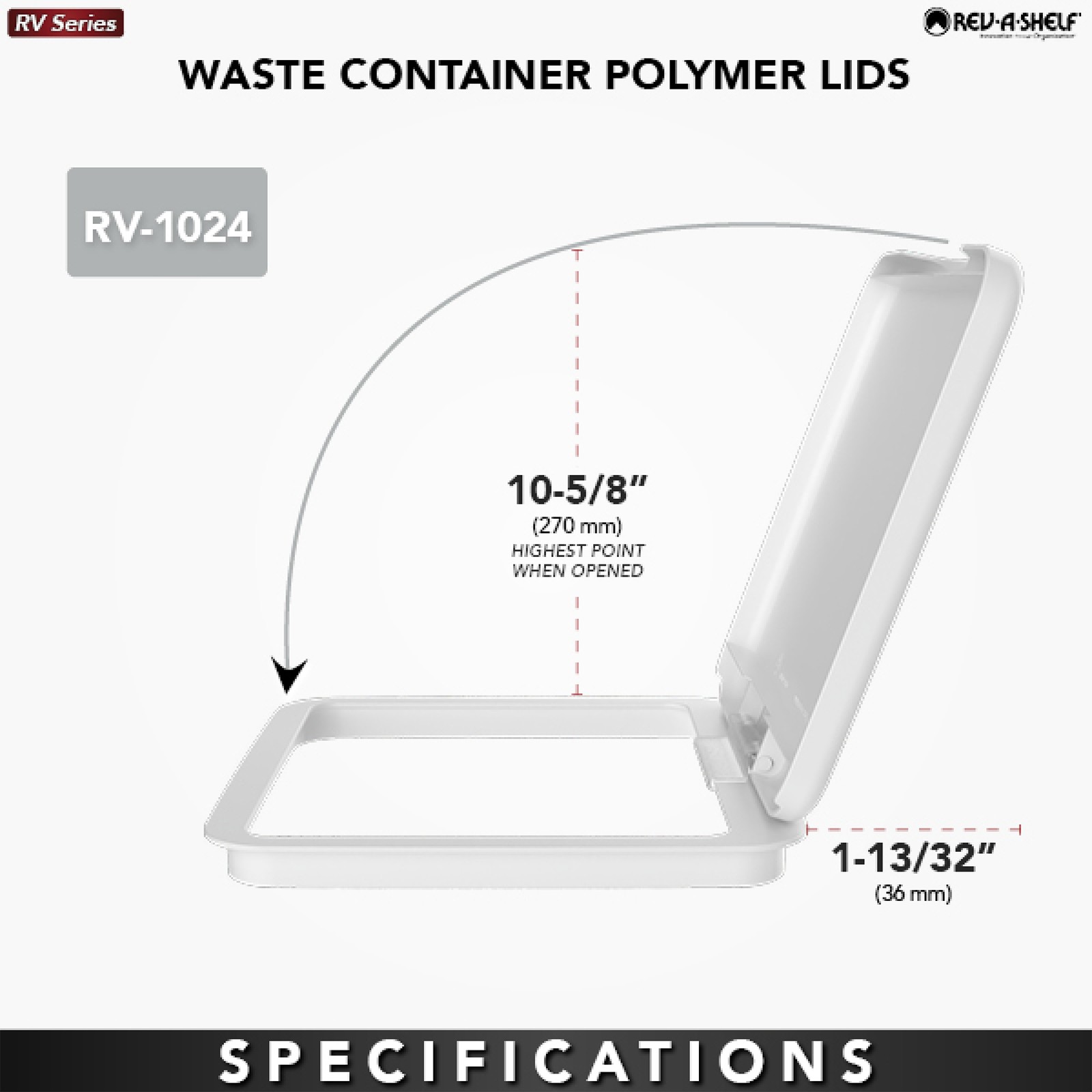 Rev-A-Shelf 27 qt. Trash Can Replacement Lid, Champagne, RV-1024-LID-12-1-40