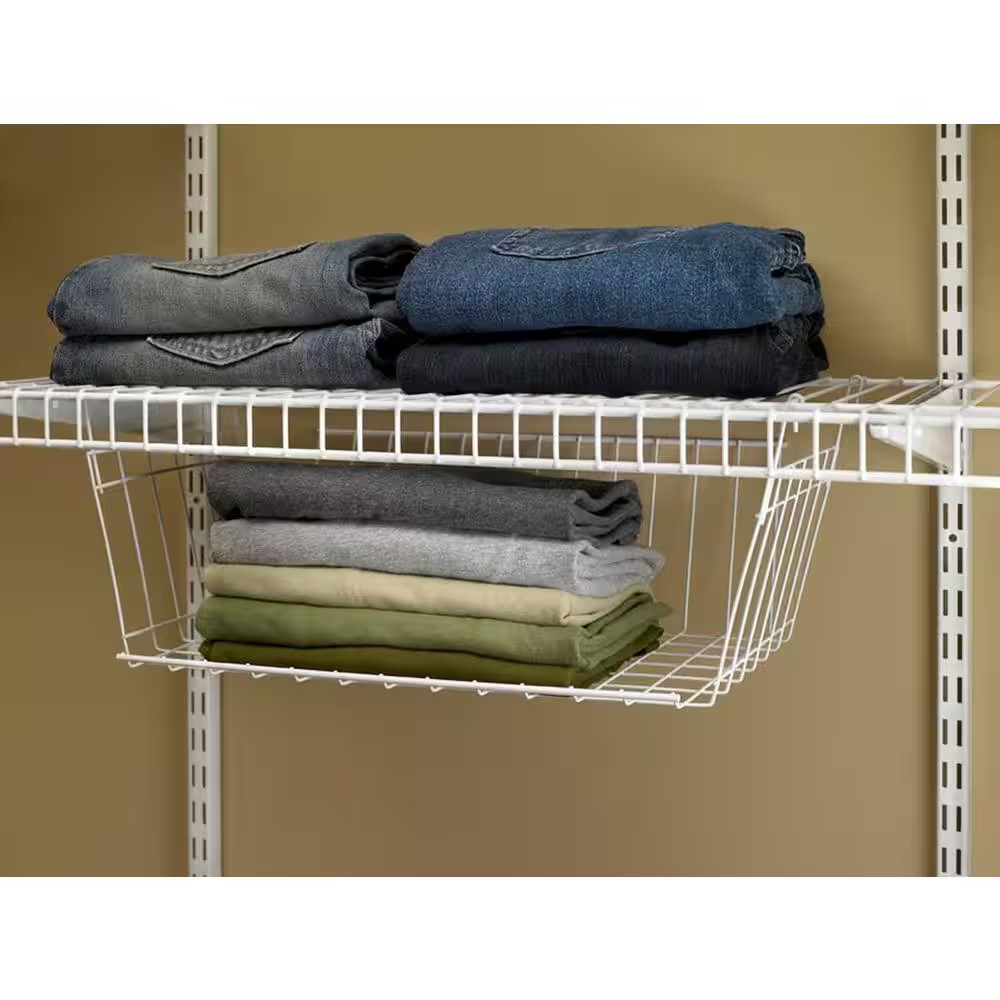 7.8 In. H X 17 In. W White Steel 1-Drawer Wide Mesh Wire Basket Free Shipping Ne
