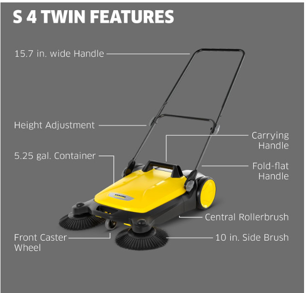 Barredora Manual para Exteriores 26,8″ con Depósito de 5,25 Galones. Nuevo