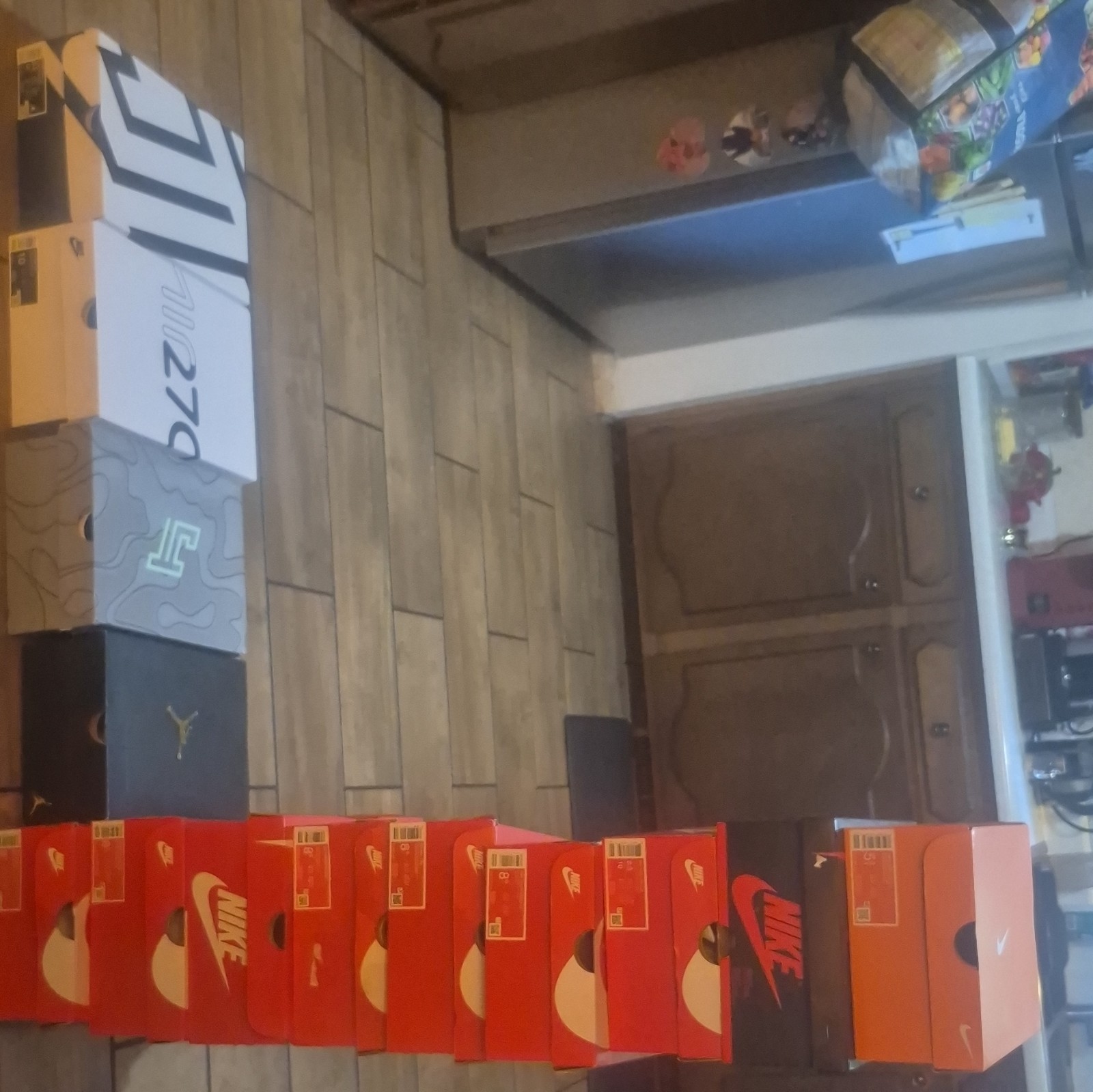 Nike Cardboard Shoe Box Storage Lot, Assorted Colors Red/Orange/Black/White/Gray