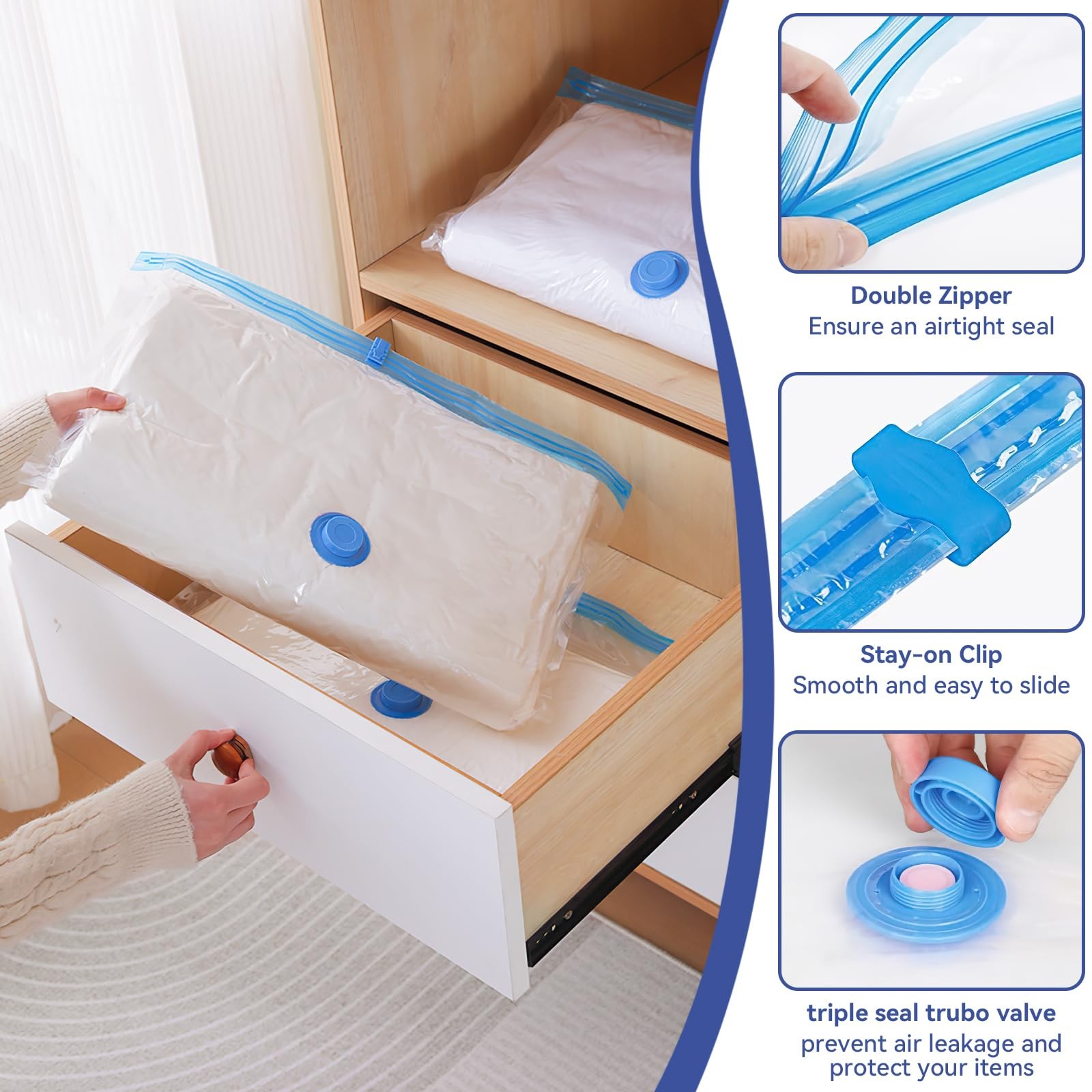 Dexmary 12 Pack Vacuum Seal Bags with Rechargeable Air Pump for Clothing, Vac…