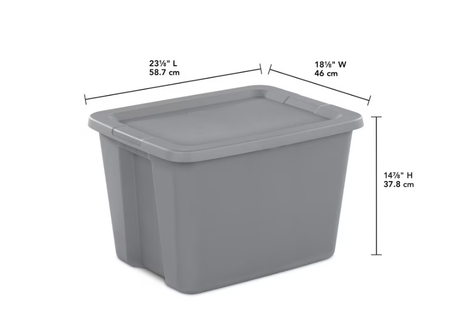 2 Pack 18 Gallon Storage Bins Plastic Container w Lid Gray Stackable Tote