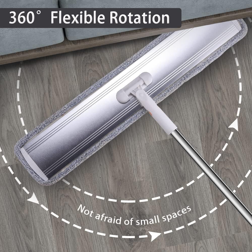 Microfiber Flat Mop 32 in. 360 Spin Mop with Stainless Steel Handle 4 Mop Pads