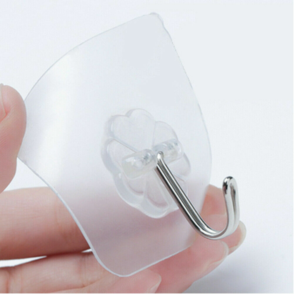20-40pcs Adhesive Sticky Hooks Heavy Duty Clear Wall Seamless Hooks Hangers US