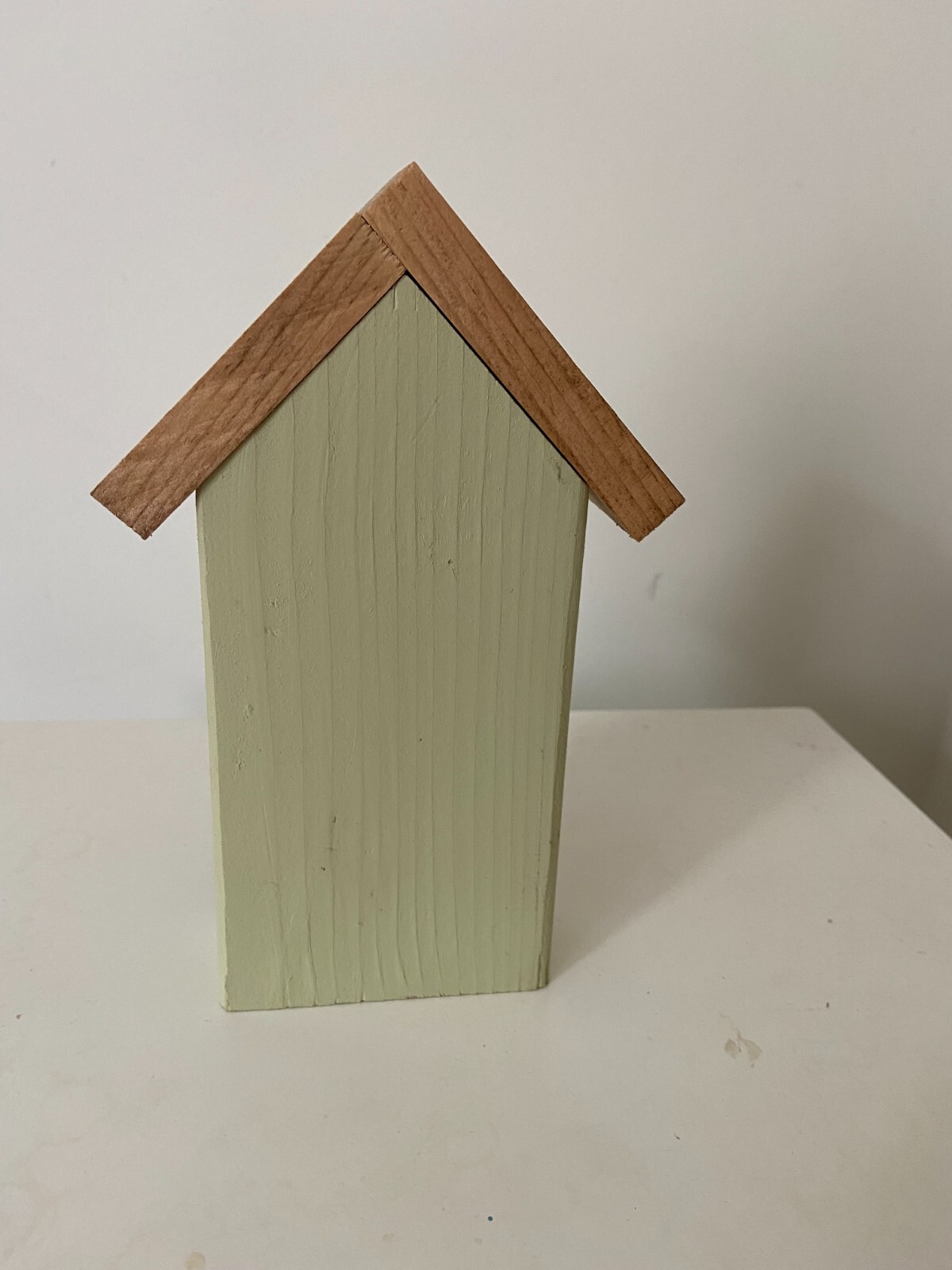 Wooden Bird House Rustic Painted Mint Green Decor Handmade 7 3/4″ Tall Sturdy