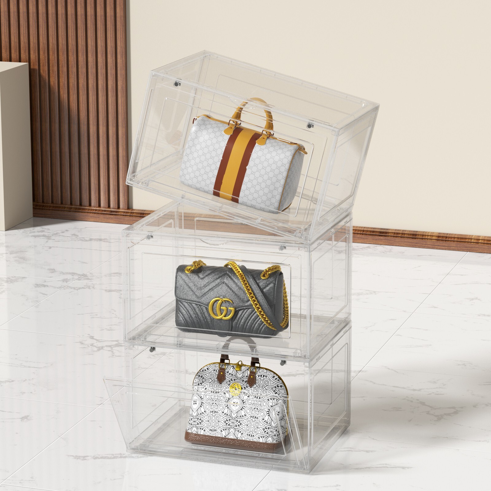 Kekow 12-Packs X-Large Shoe Storage Box Clear Plastic Stackable Shoe Organizer