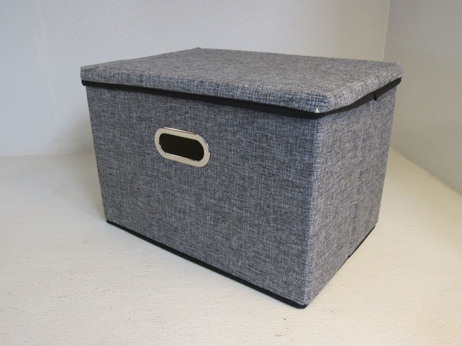 Designer Collapsible Storage Bin with Lid Gray/Black Lightweight and Durable