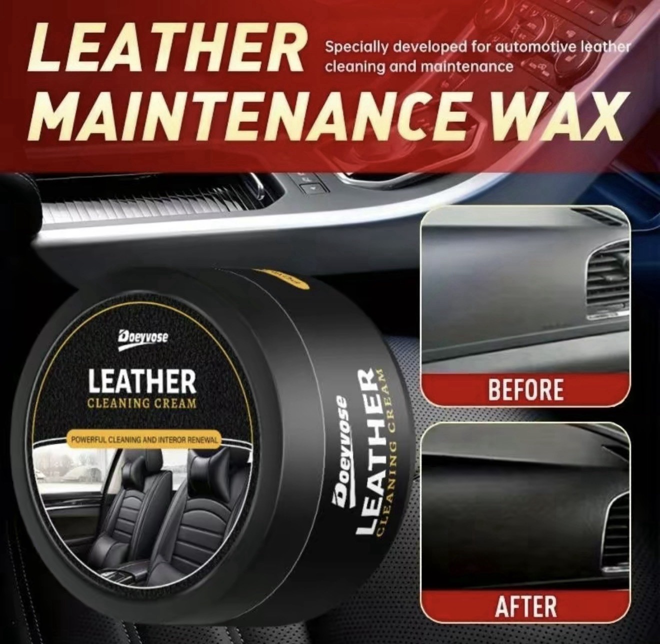 Car Leather Cleaning Cream, Multifunctional Car Leather Care Cream