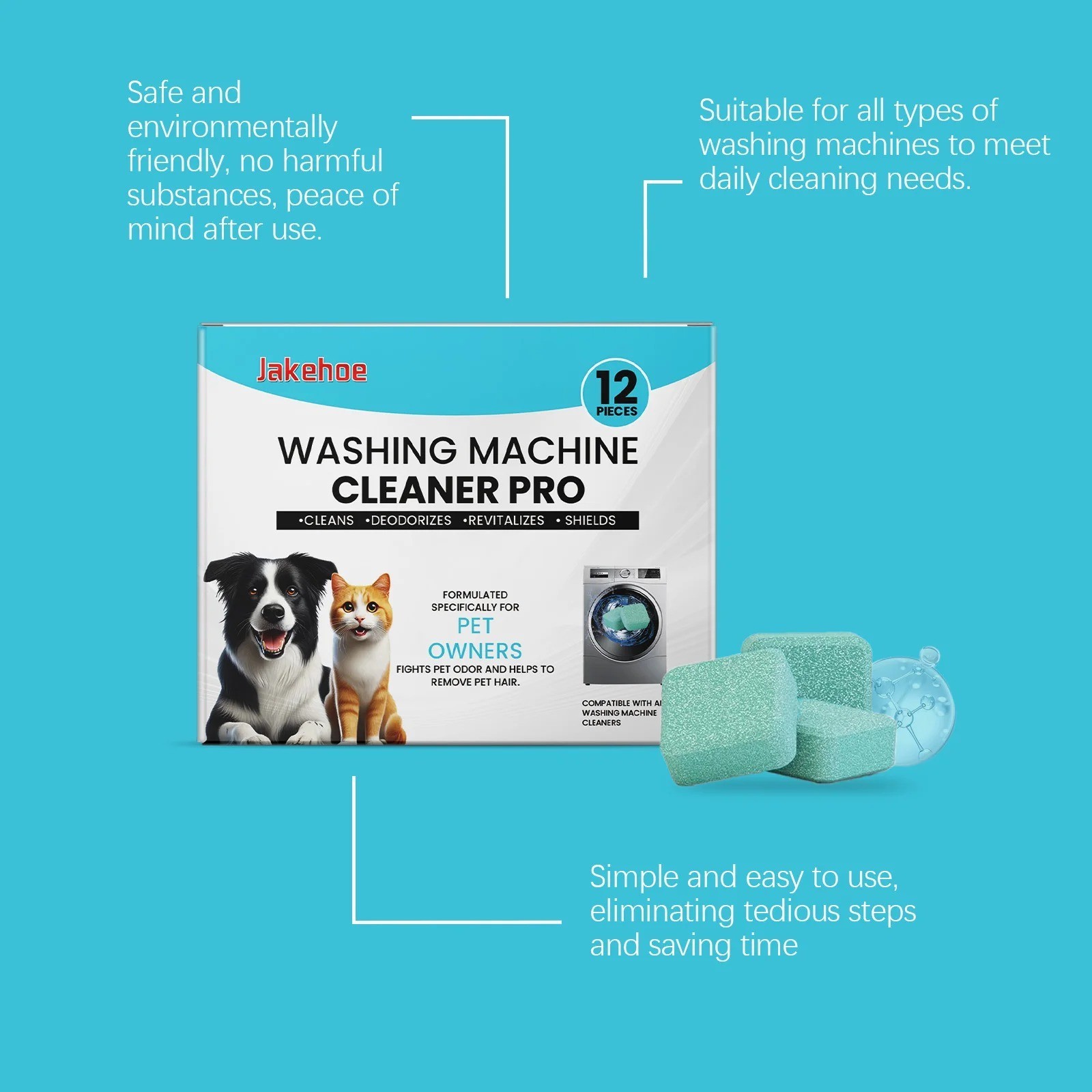 Deep Clean Descaler Deodorizer Washer Clean Washing Machine Cleaner Tablet – 24x