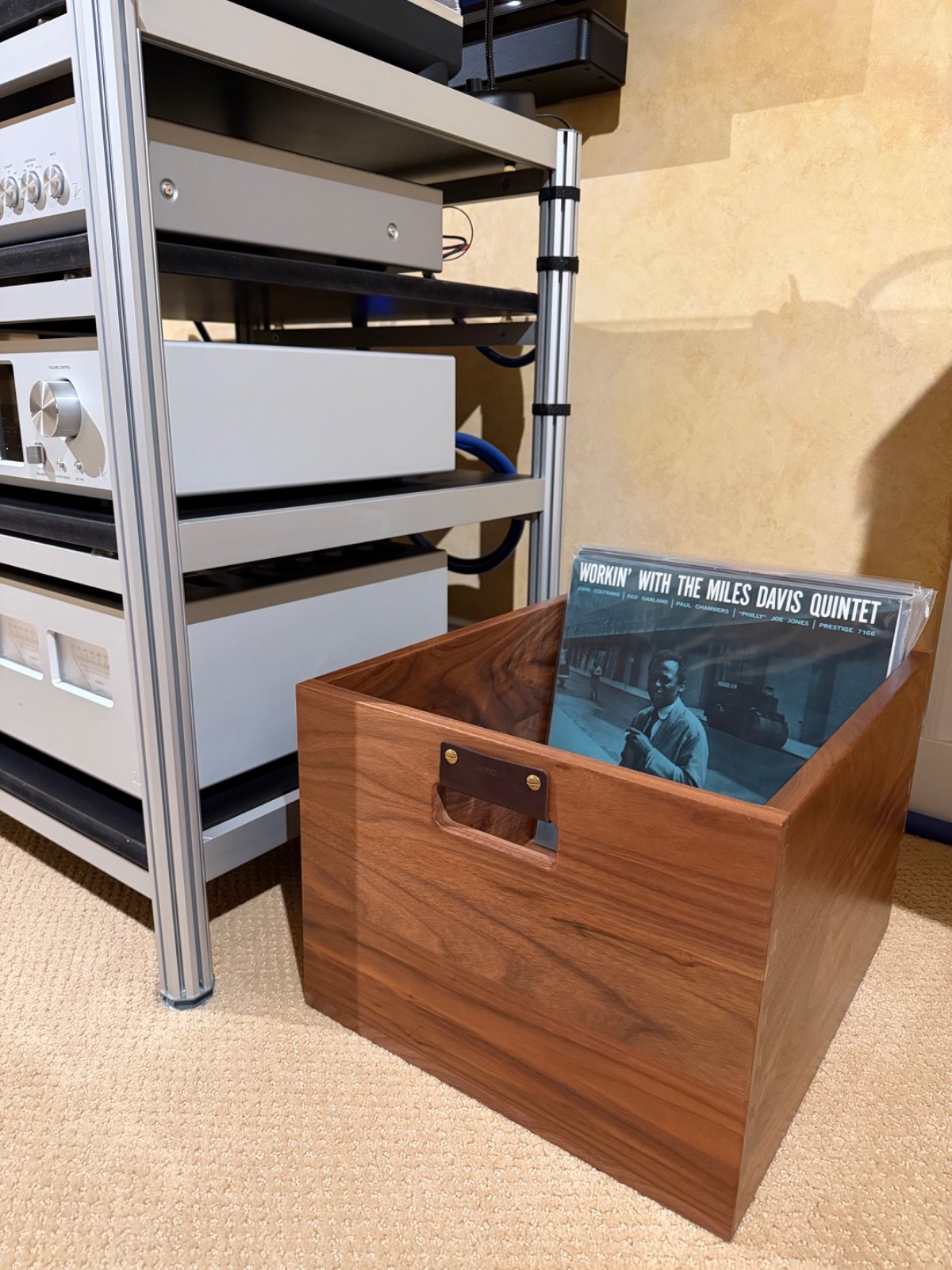 Record LP Crate, Storage Box, Solid Walnut, Dovetail Joinery, Symbol Audio